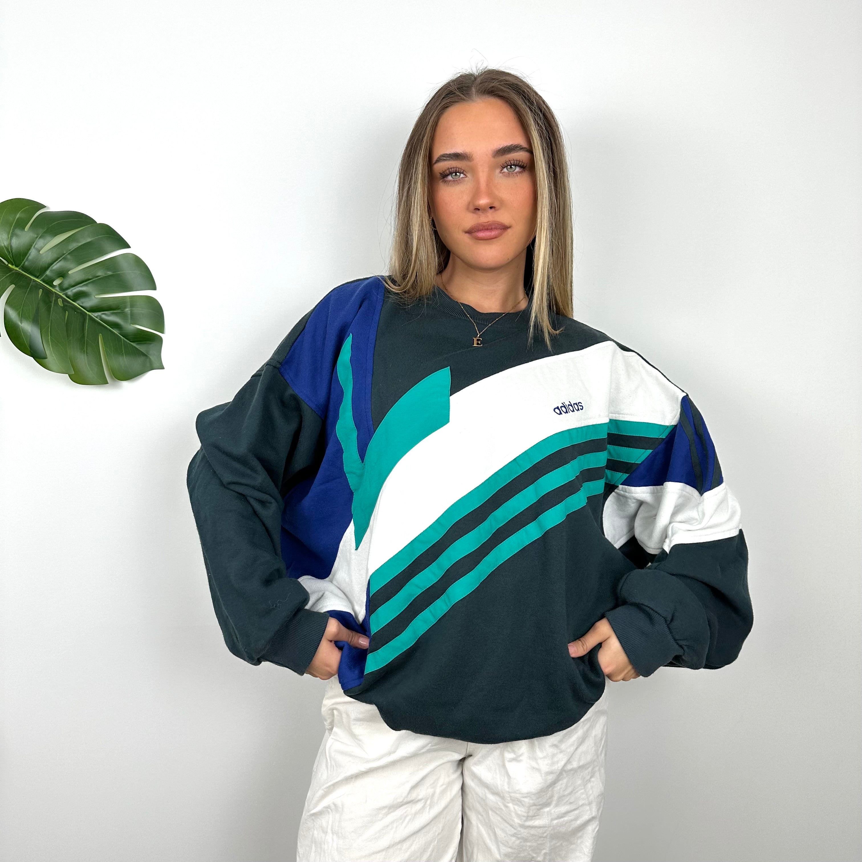 Adidas Embroidered Spell Out Colour Block Sweatshirt (L)