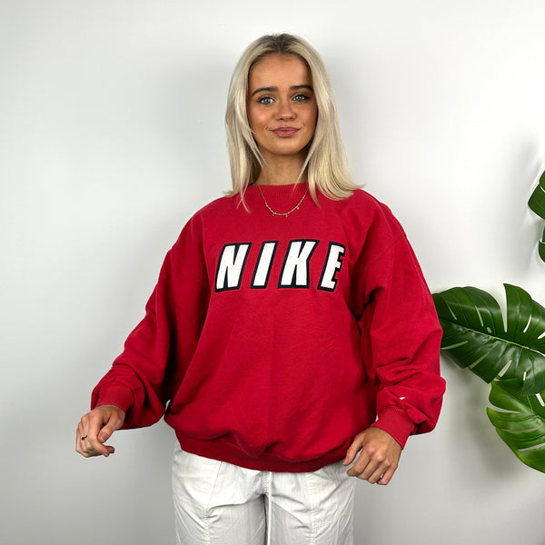 Nike Red Embroidered Spell Out Sweatshirt (M)