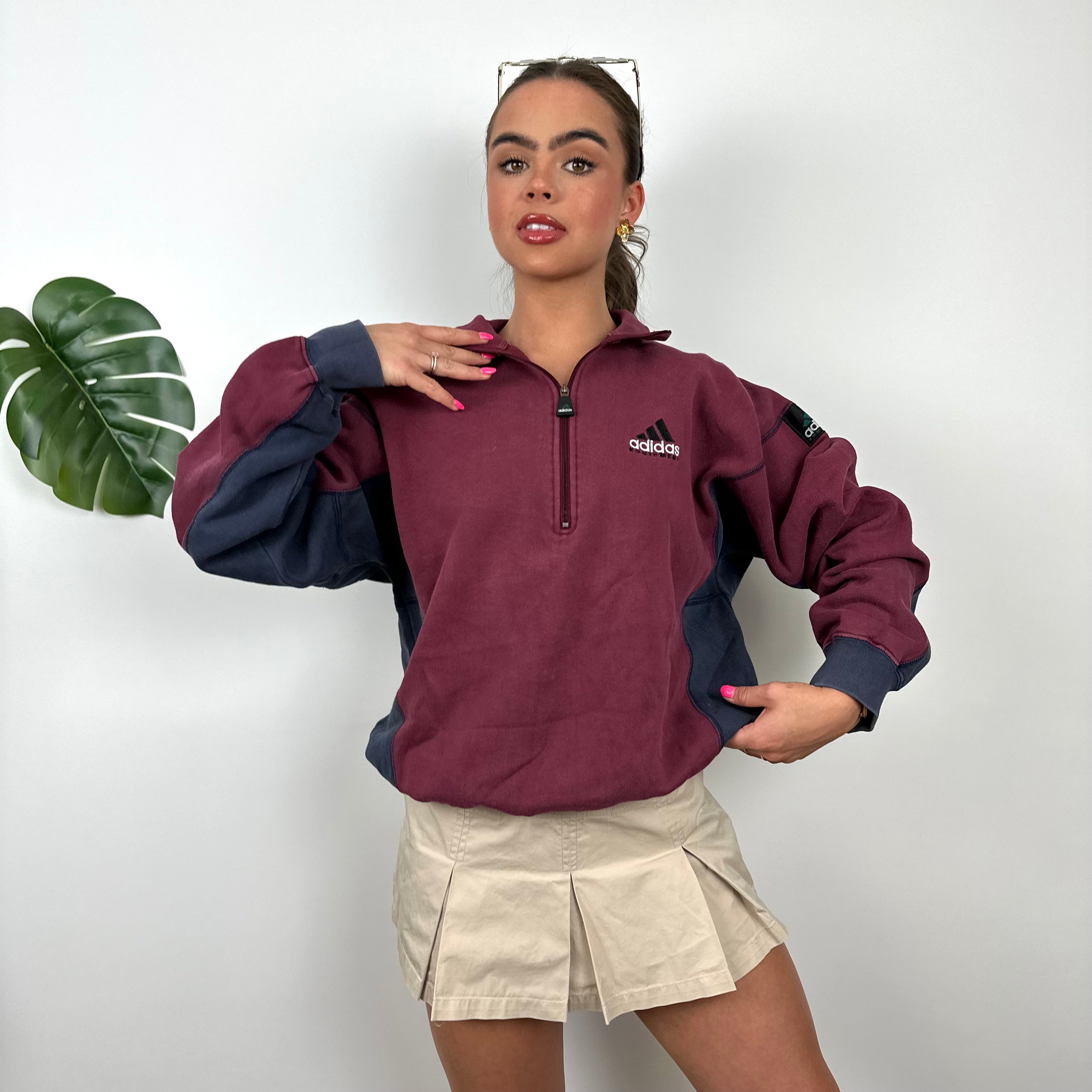 Adidas Equipment Maroon Embroidered Spell Out Sweatshirt (S)