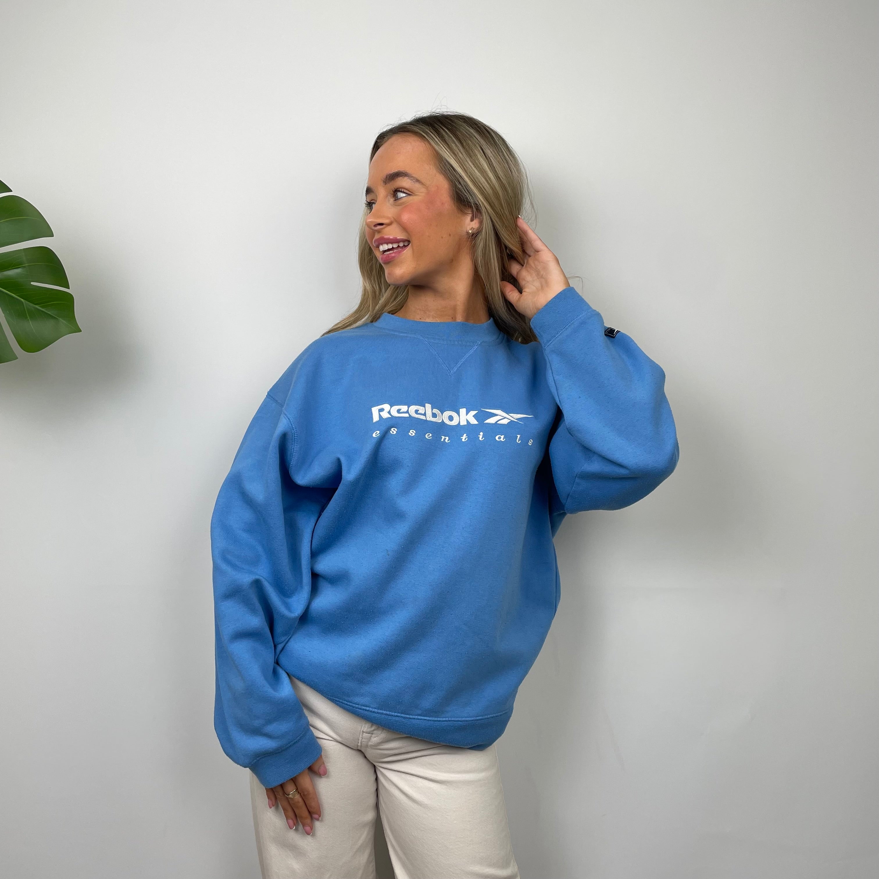 Reebok Blue Embroidered Spell Out Sweatshirt (S)