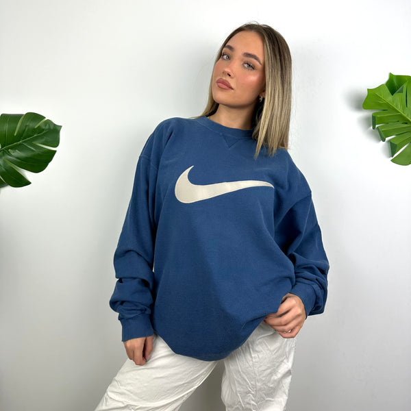 Nike Blue Embroidered Swoosh Sweatshirt (M)