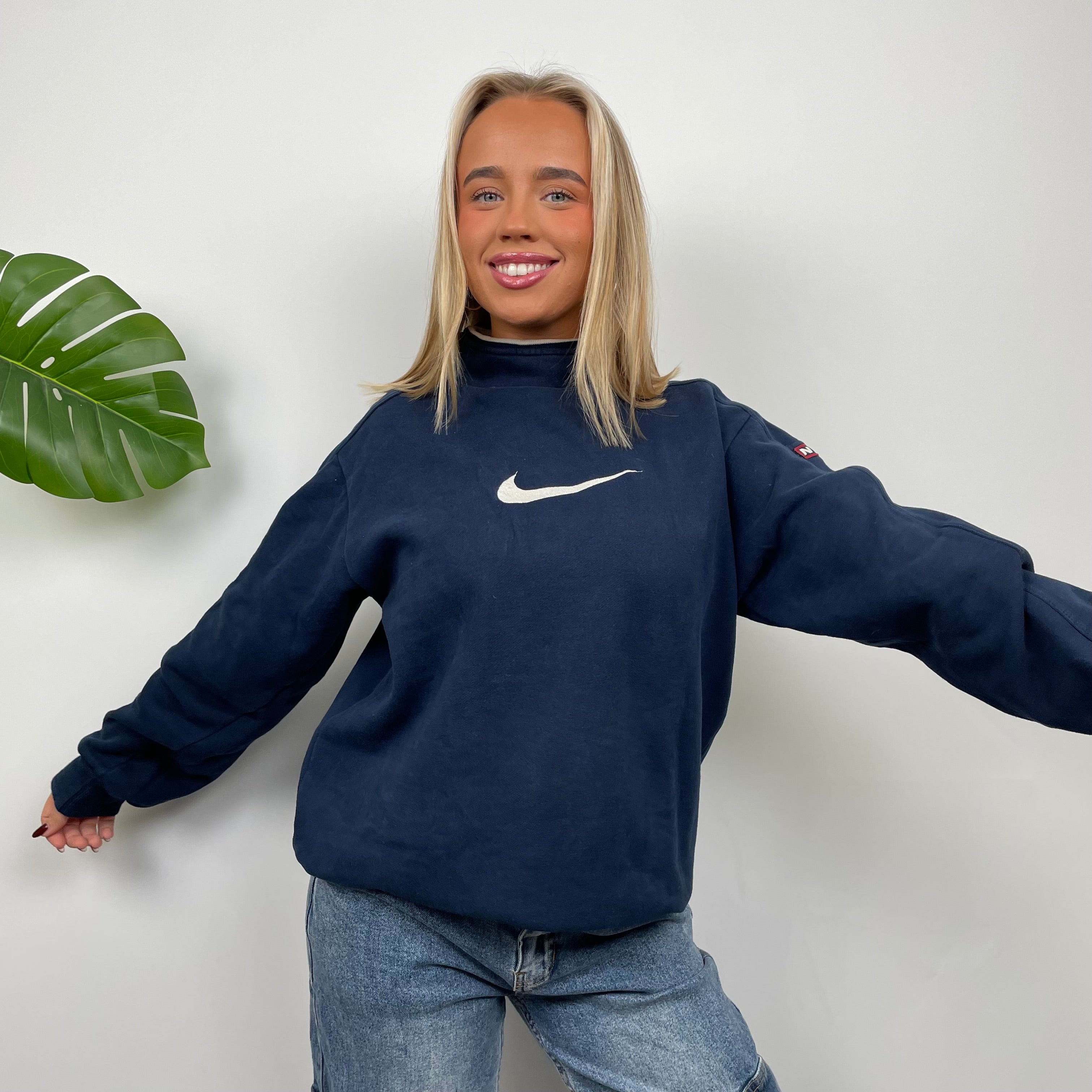 Nike Navy Embroidered Swoosh Sweatshirt (M)