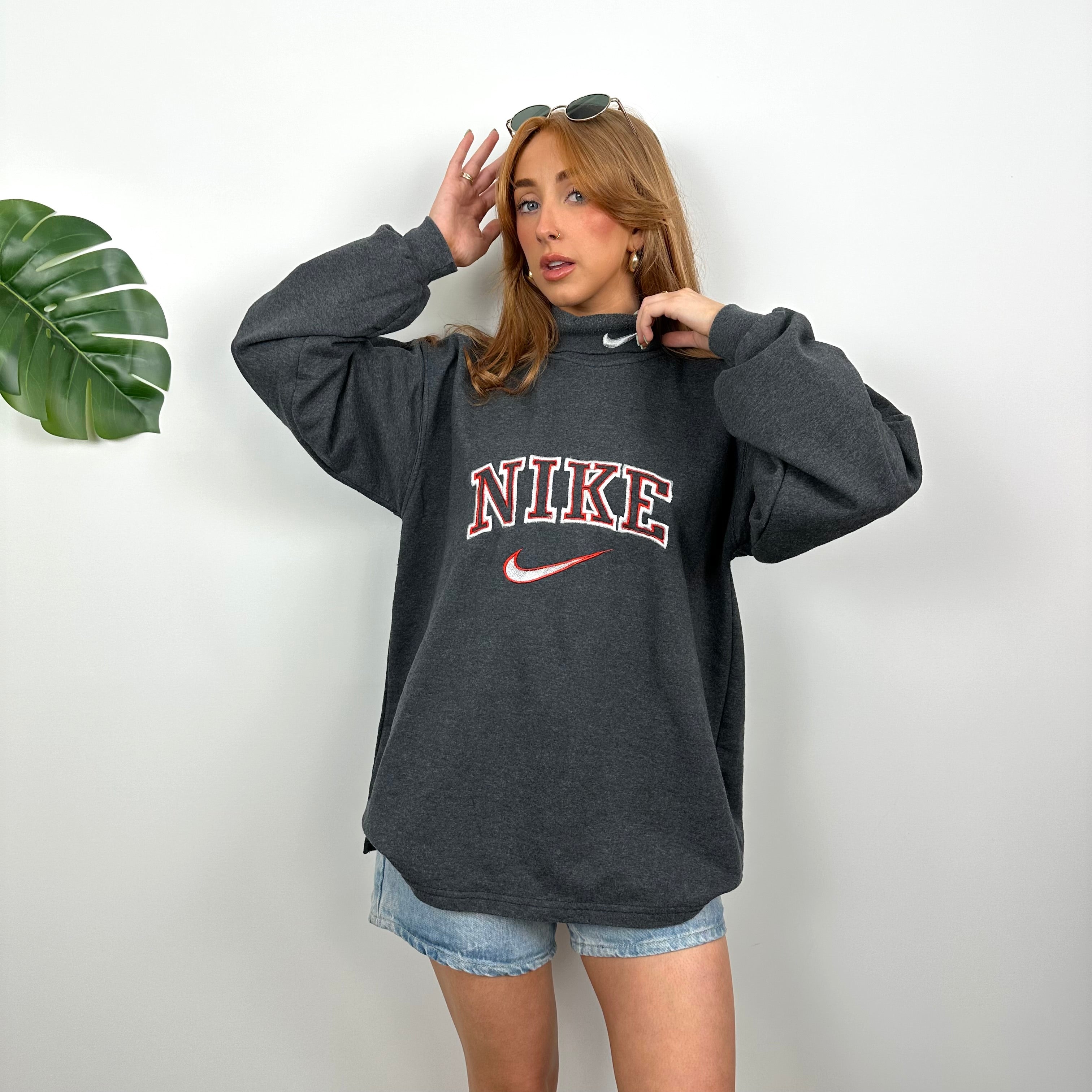 Nike Grey Embroidered Spell Out Sweatshirt (M)