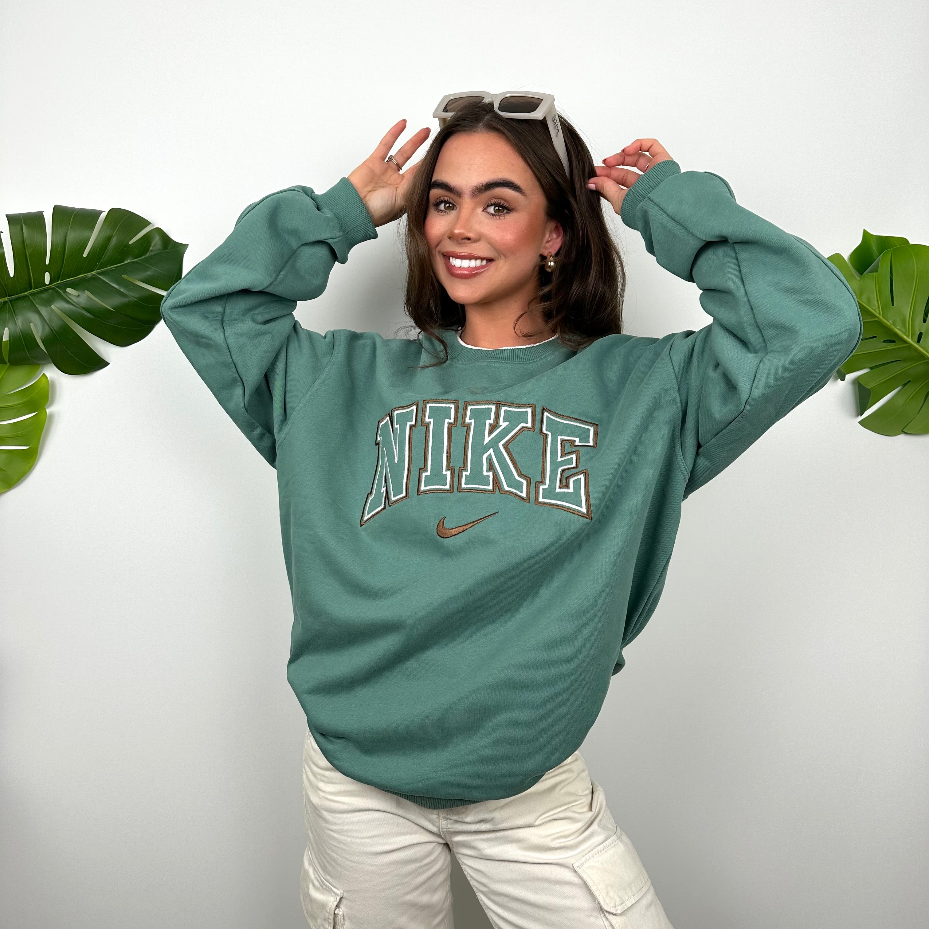 Nike Green Embroidered Spell Out Sweatshirt (L)