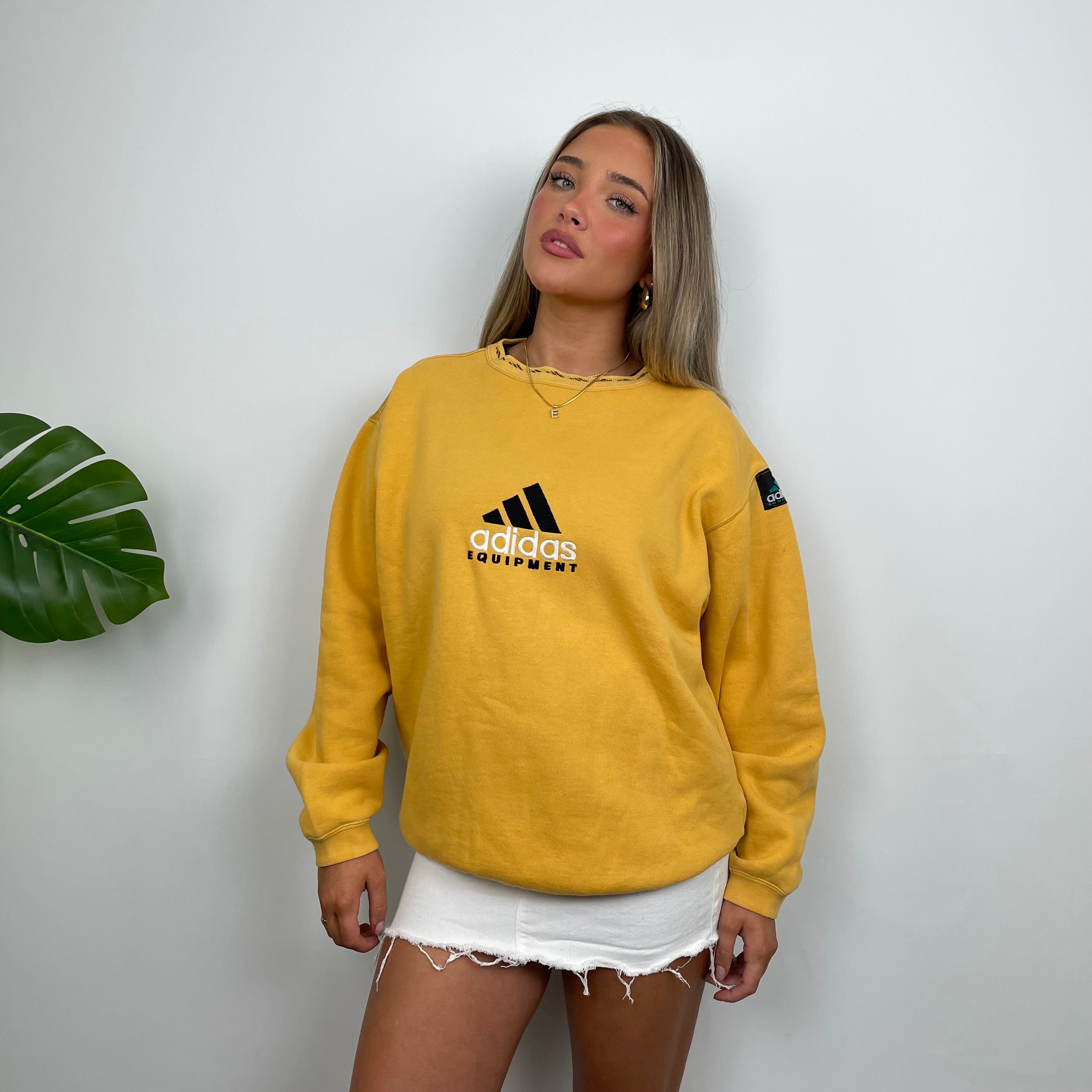 Adidas Equipment Yellow Embroidered Spell Out Sweatshirt (M)