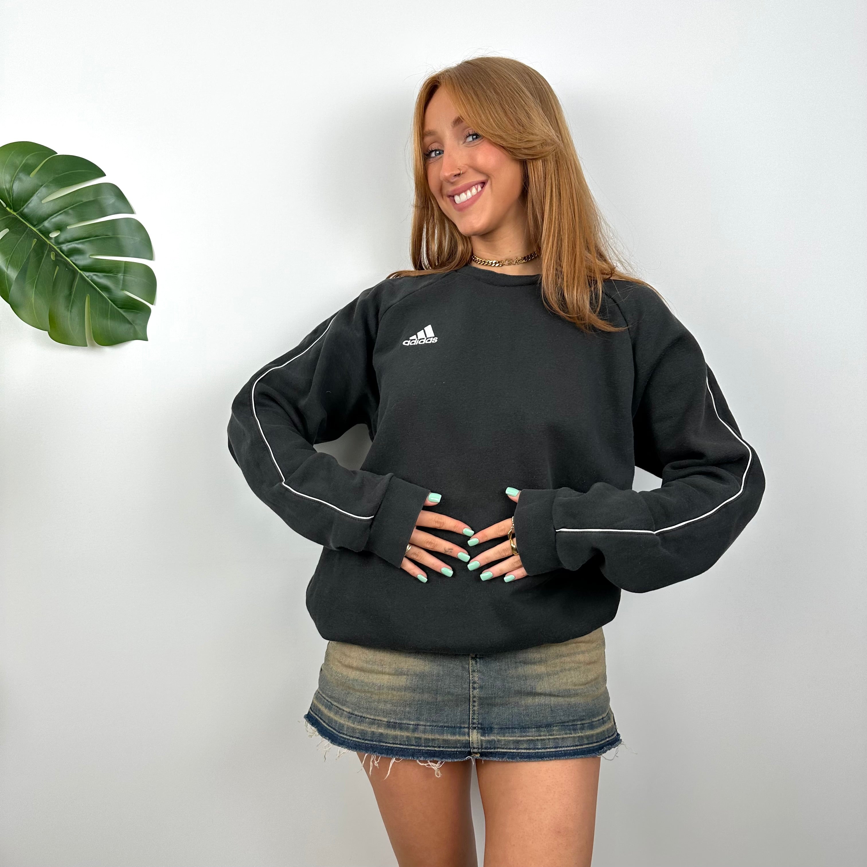 Adidas Black Embroidered Spell Out Sweatshirt (L)