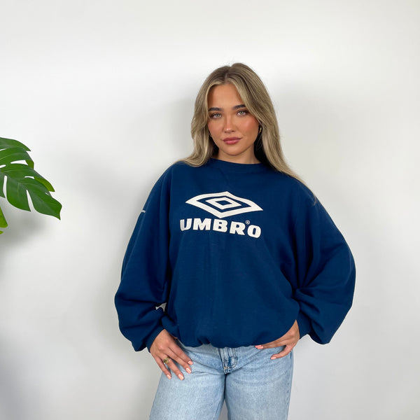 Umbro Navy Embroidered Spell Out Sweatshirt (M)