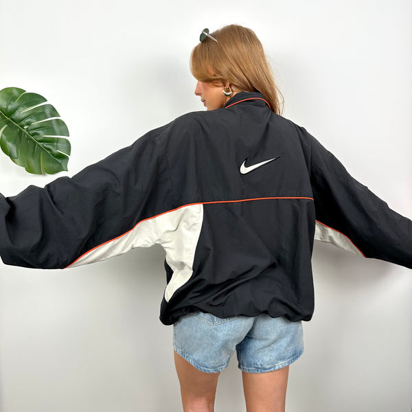 Nike Black Embroidered Spell Out Windbreaker Jacket (L)