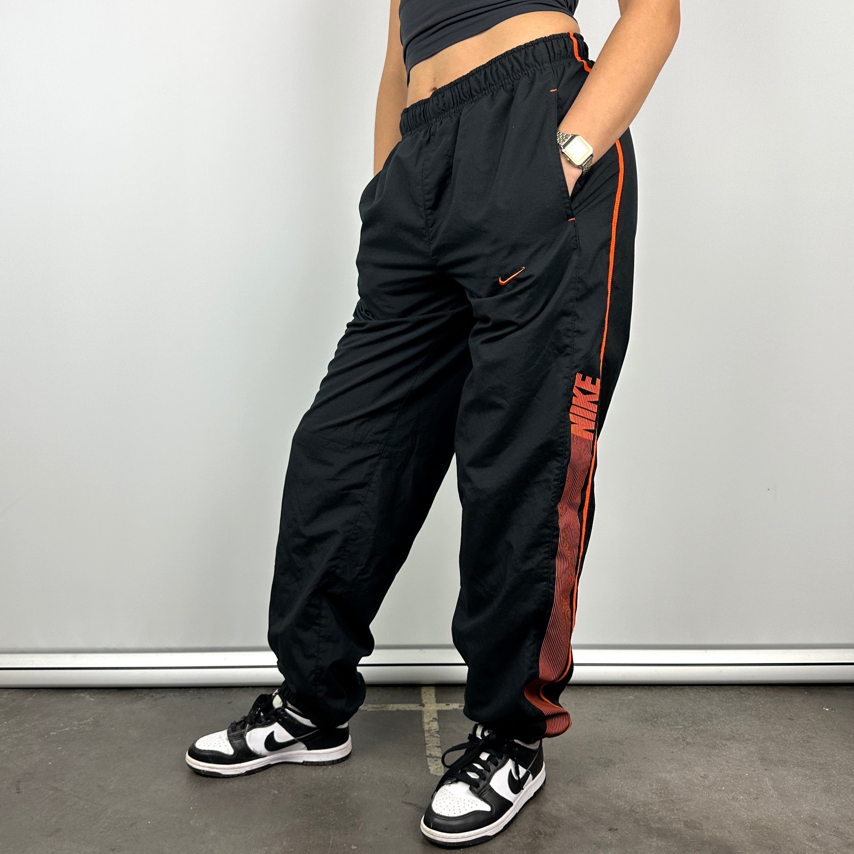 Nike Black Embroidered Swoosh Track Pants (S)