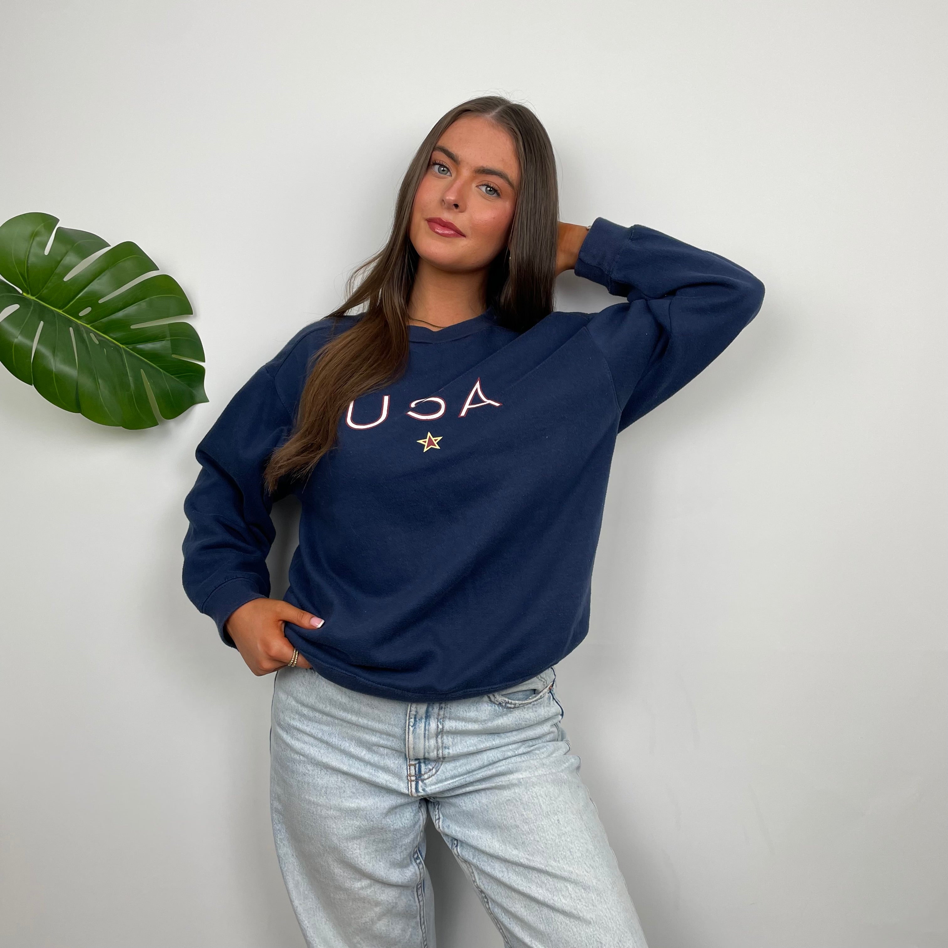 Nike X USA Navy Embroidered Spell Out Sweatshirt (S)