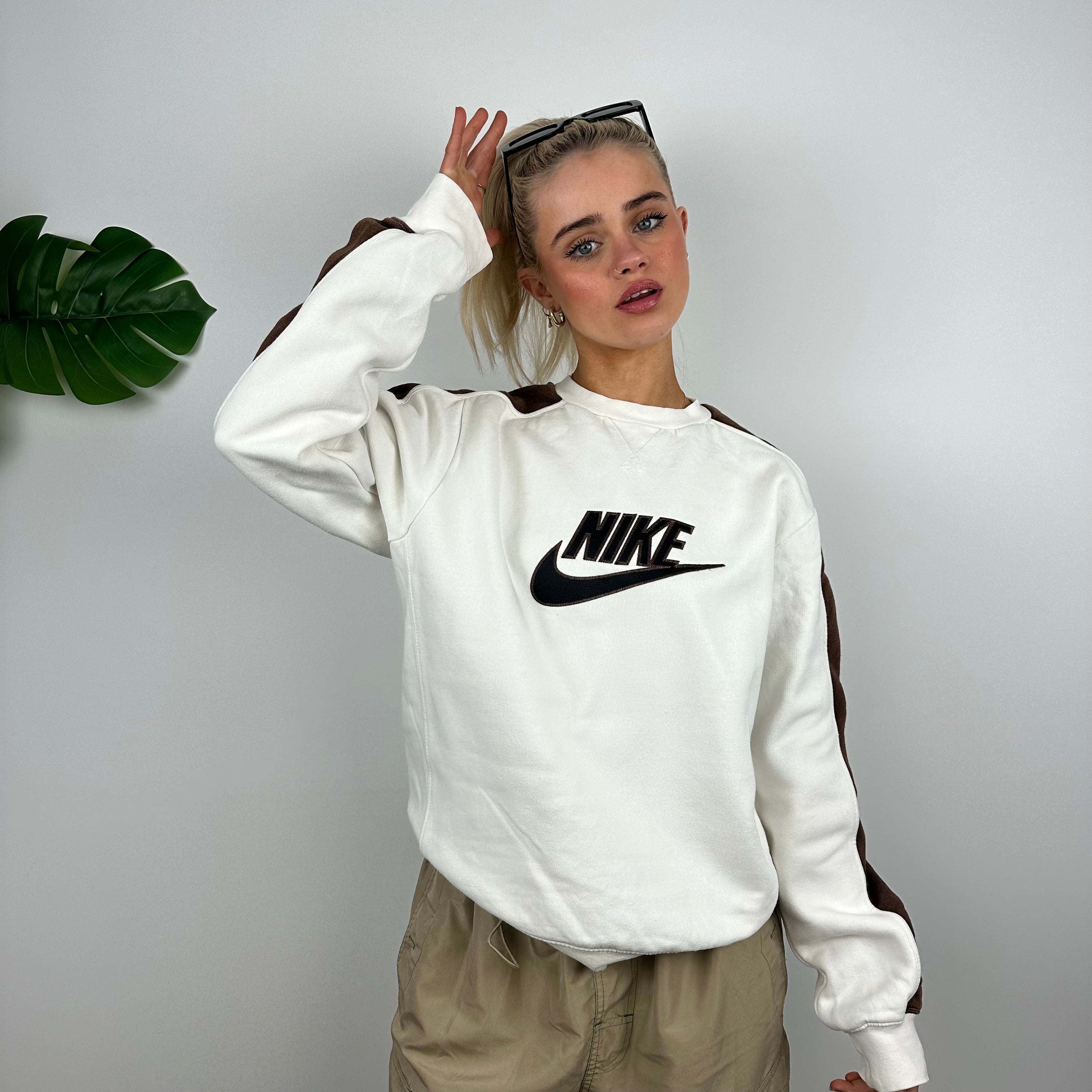 Nike RARE White Embroidered Spell Out Sweatshirt (S)