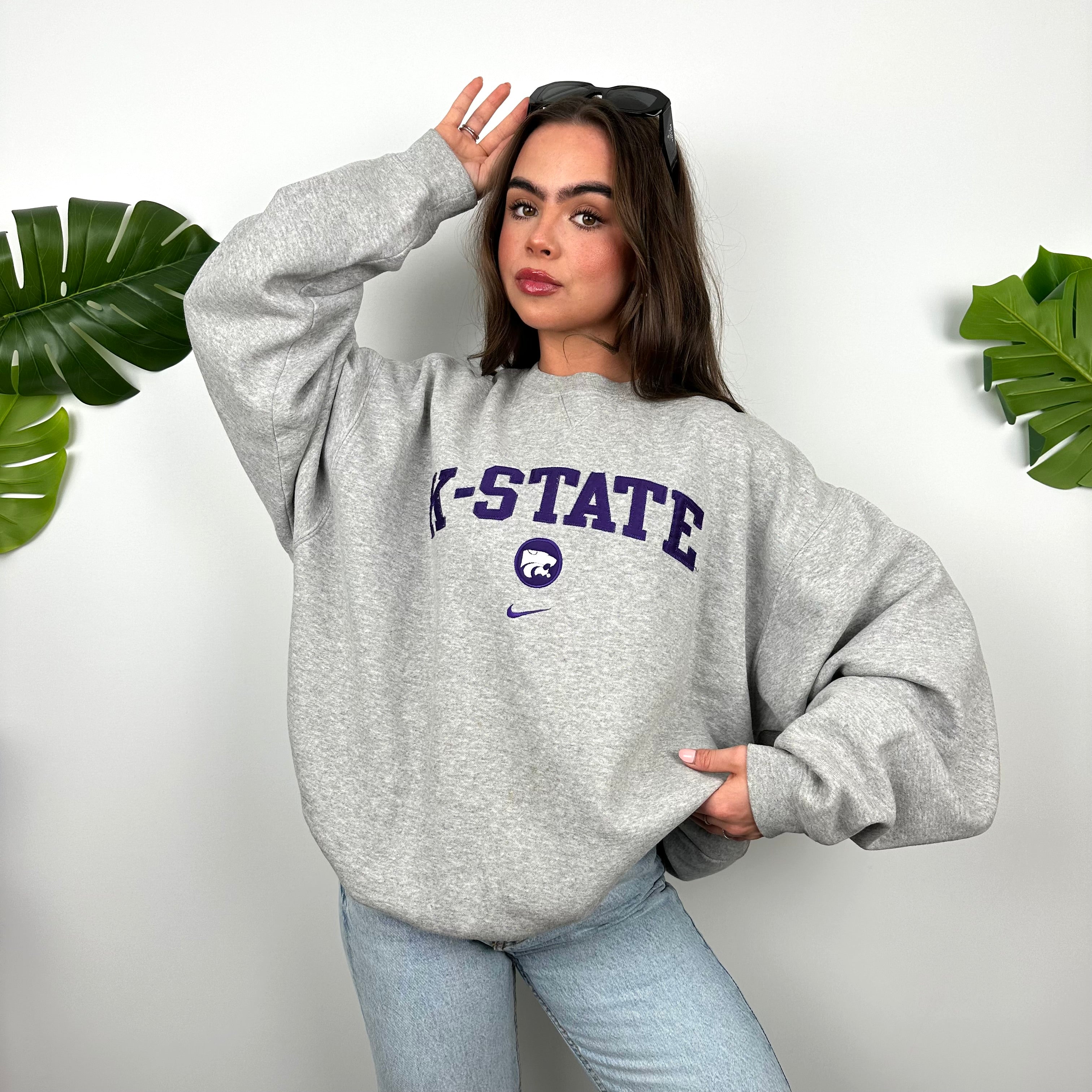 Nike x K State Grey Embroidered Spell Out Sweatshirt (M)