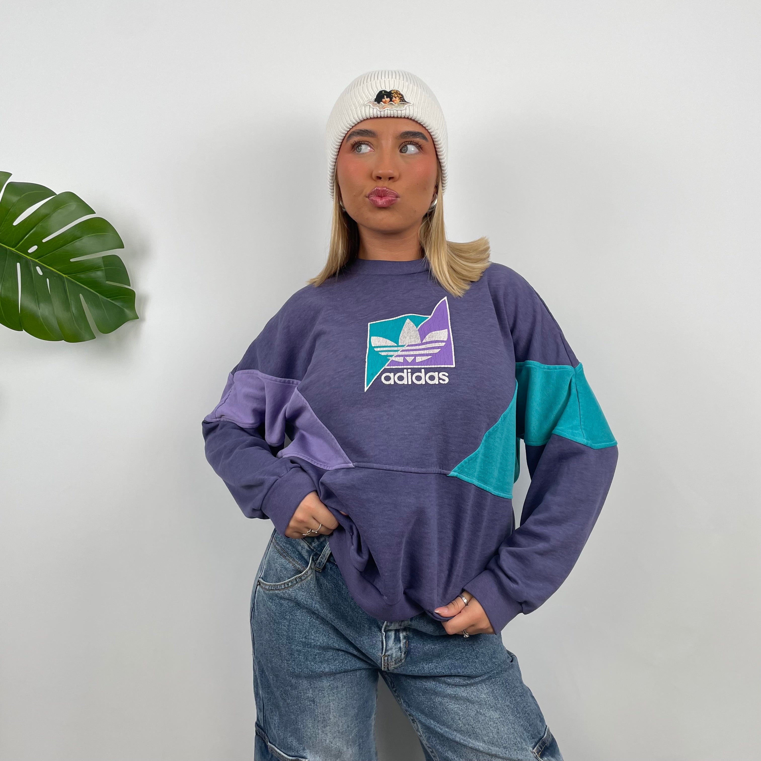 Adidas Purple Colour Block Sweatshirt (S)