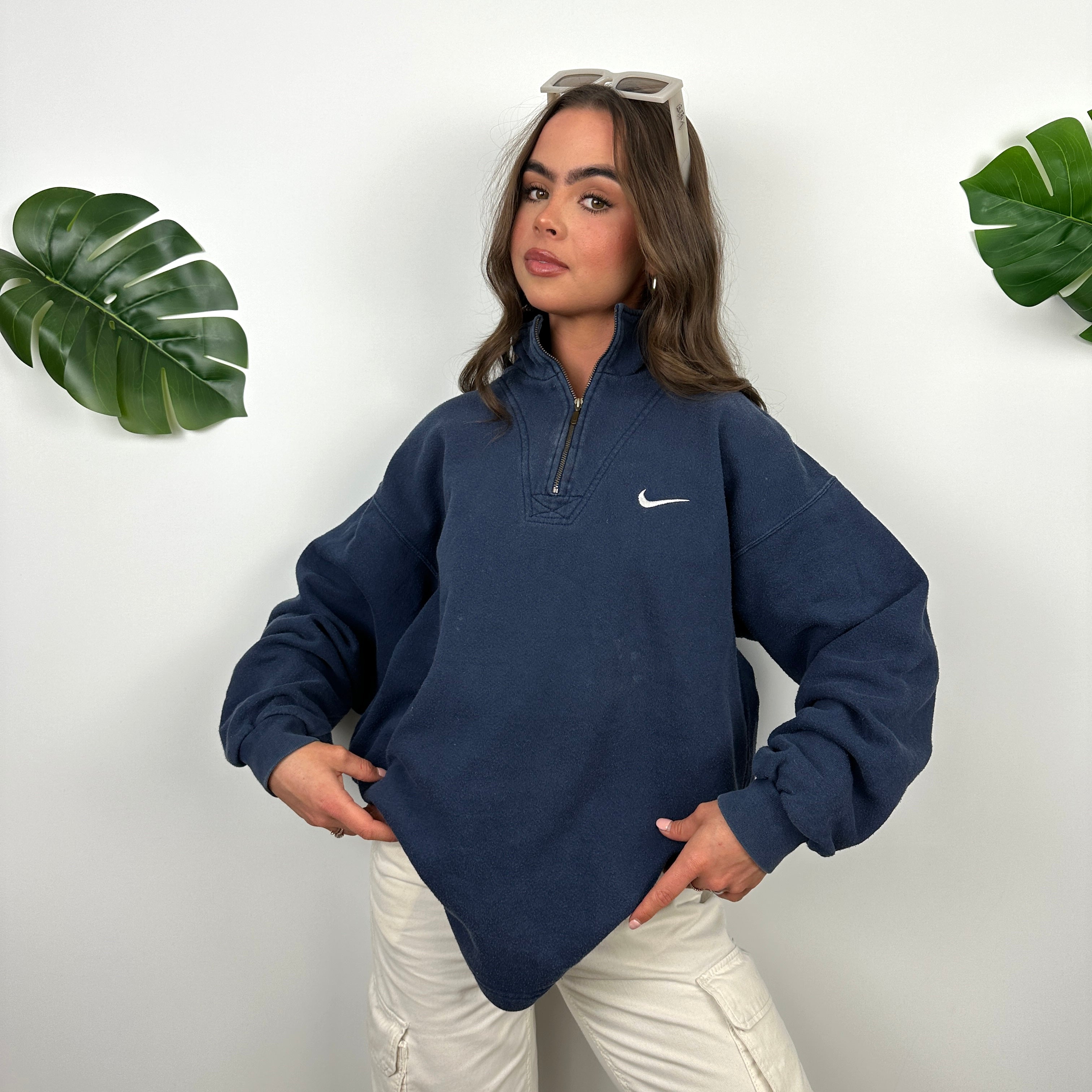 Nike Navy Embroidered Swoosh Quarter Zip (M)