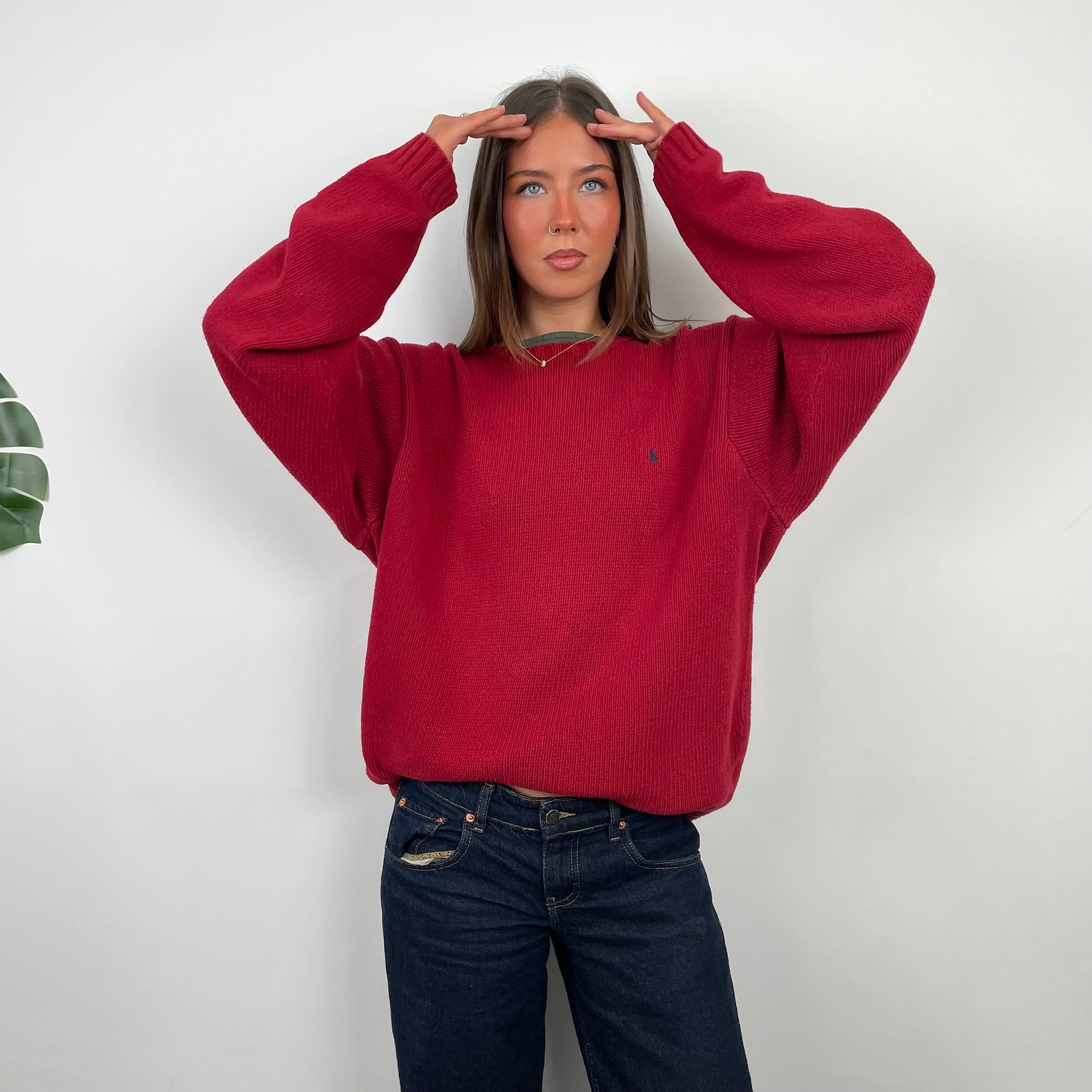 Polo Ralph Lauren RARE Red Embroidered Logo Knitted Sweater (L)