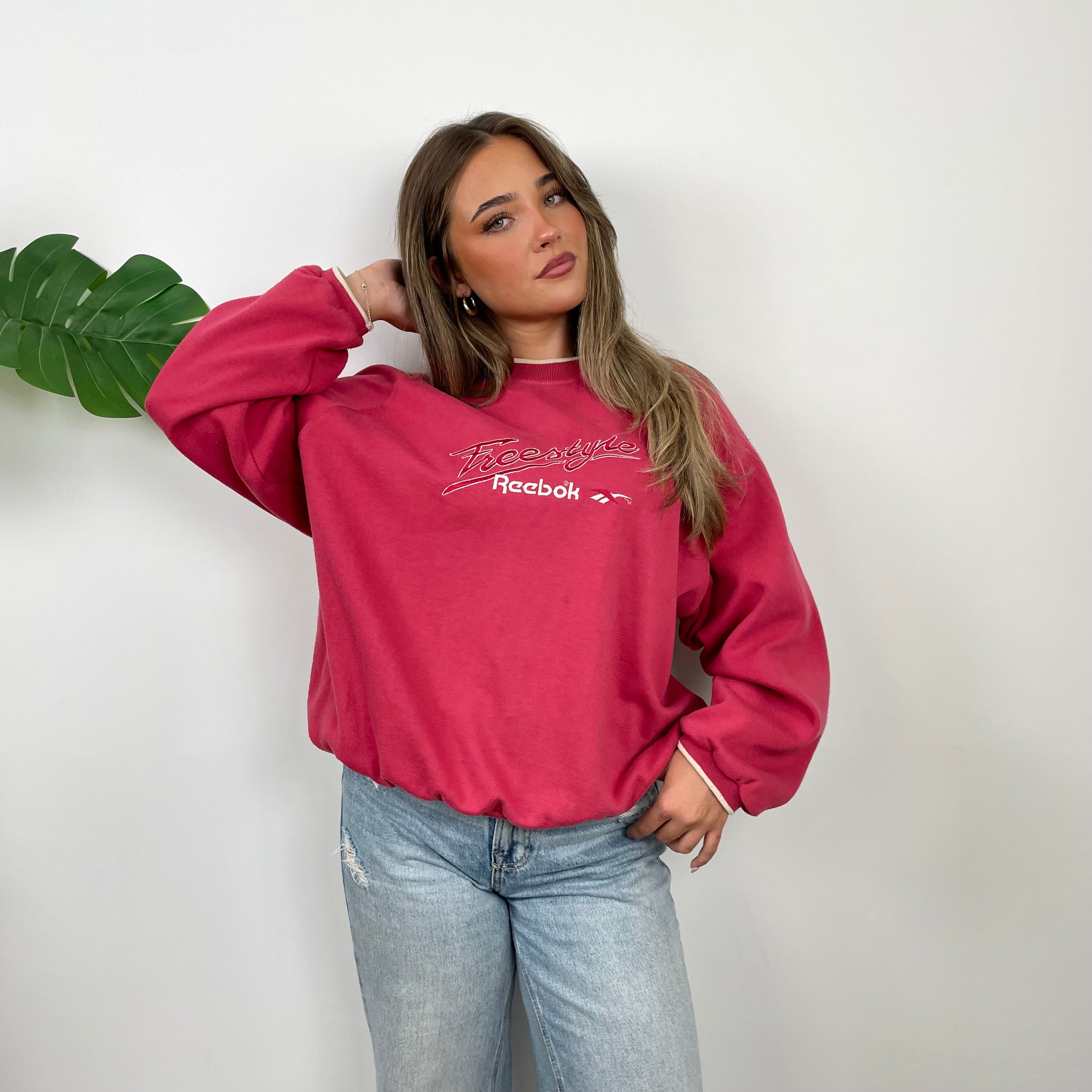 Reebok Freestyle Red Embroidered Spell Out Sweatshirt (M)