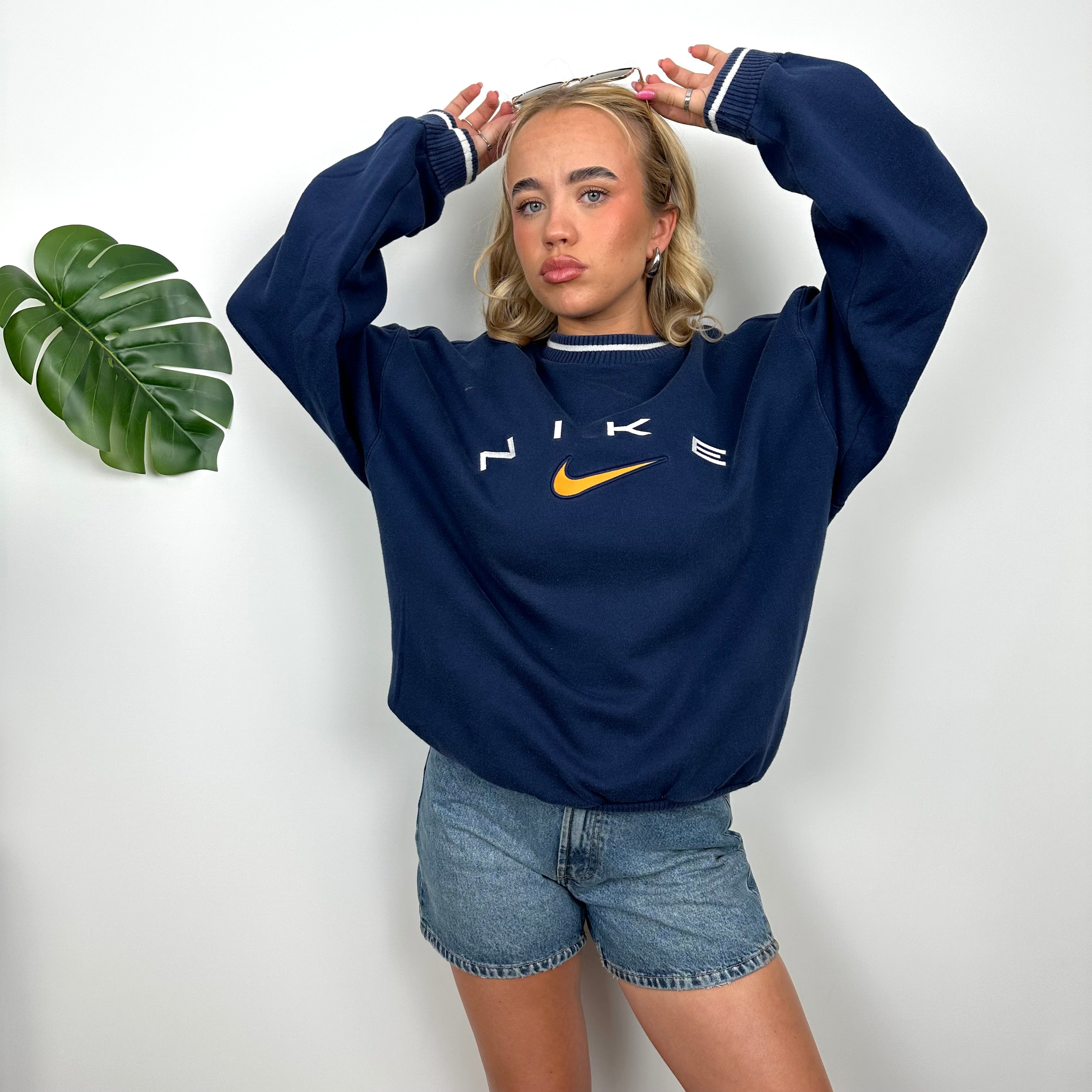 Nike Navy Embroidered Spell Out Sweatshirt (L)