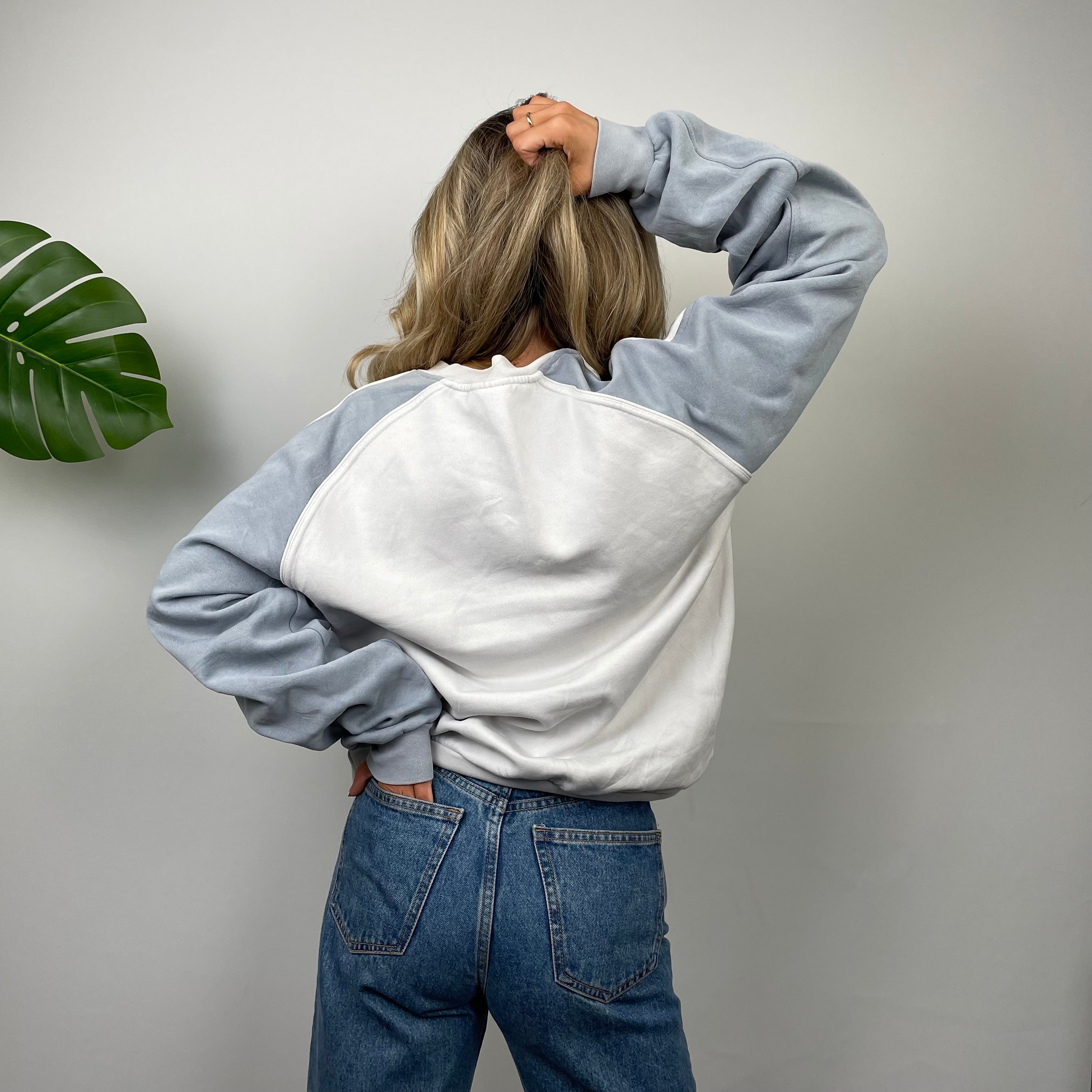 Adidas White Embroidered Spell Out Sweatshirt (M)