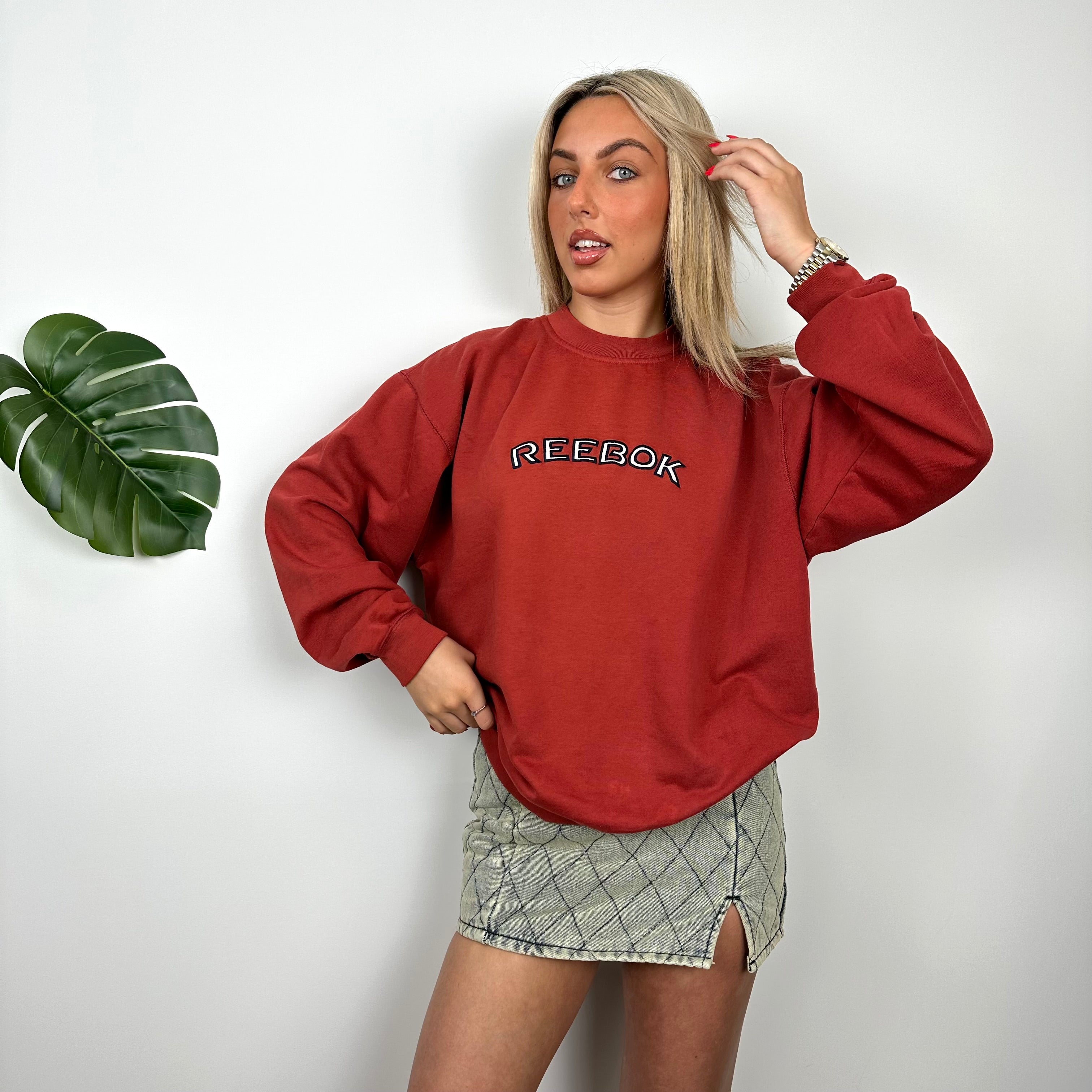 Reebok Red Embroidered Spell Out Sweatshirt (M)