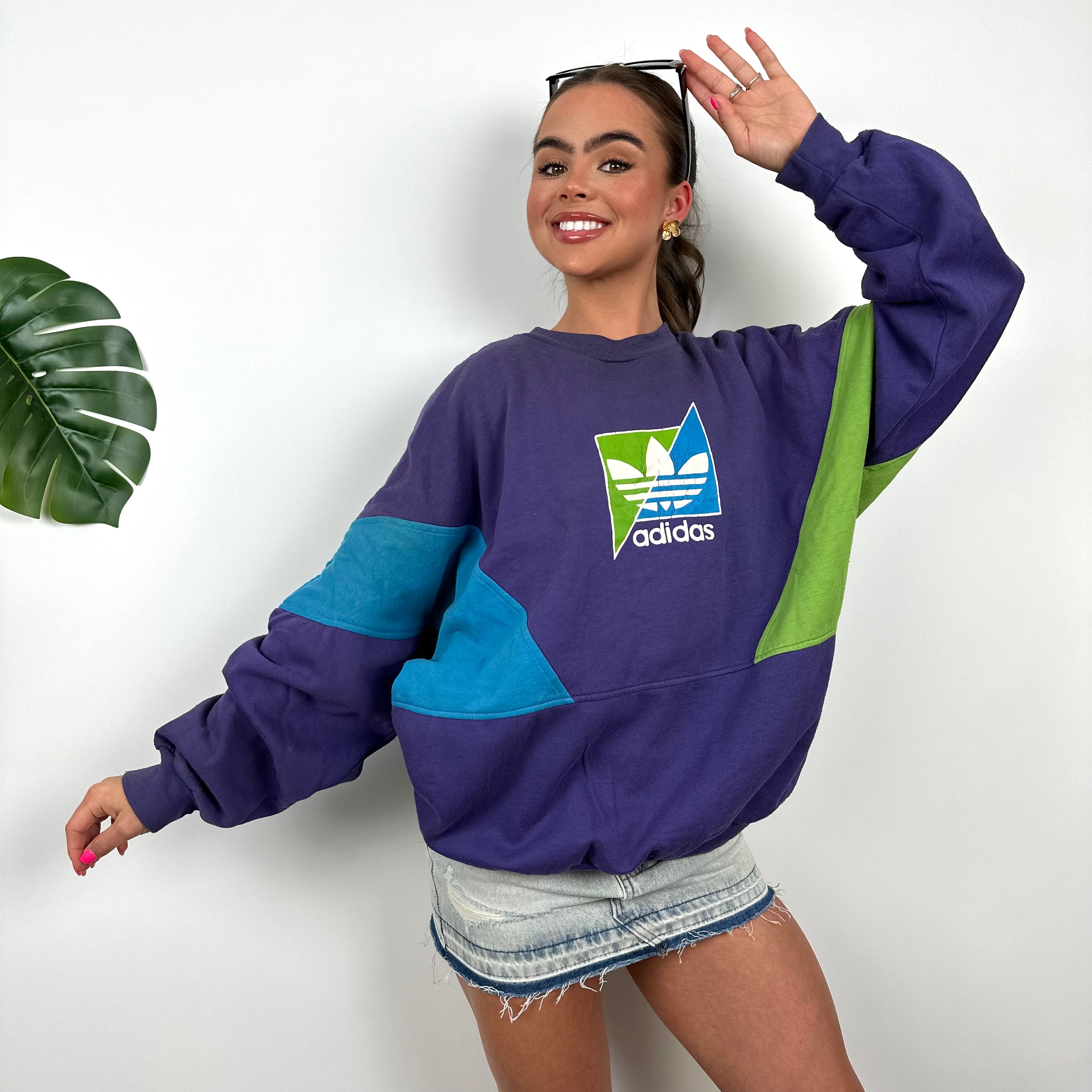 Adidas Purple Colour Block Sweatshirt (M)