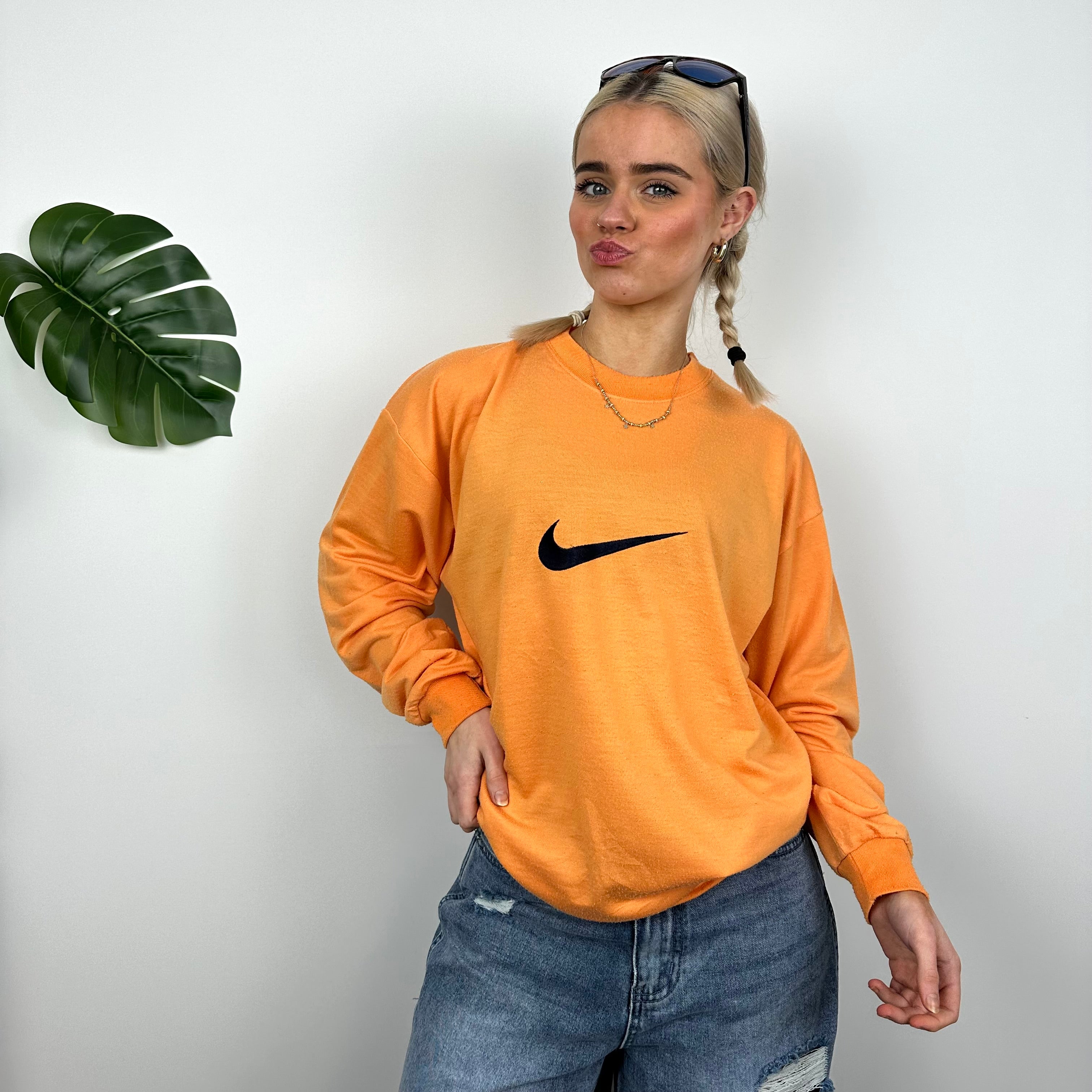 Nike Orange Embroidered Swoosh Sweatshirt (L)