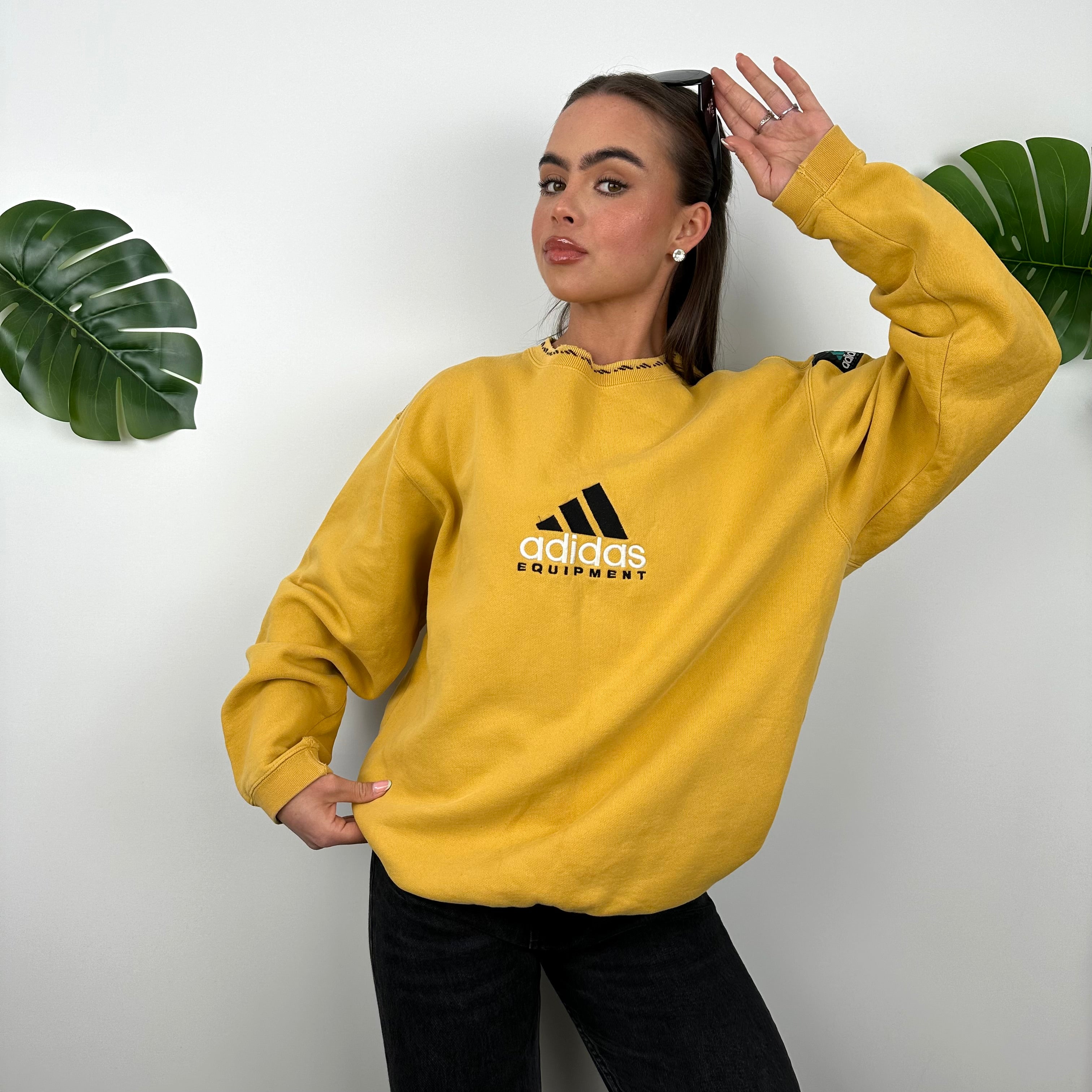 Adidas Equipment Yellow Embroidered Spell Out Sweatshirt (M)