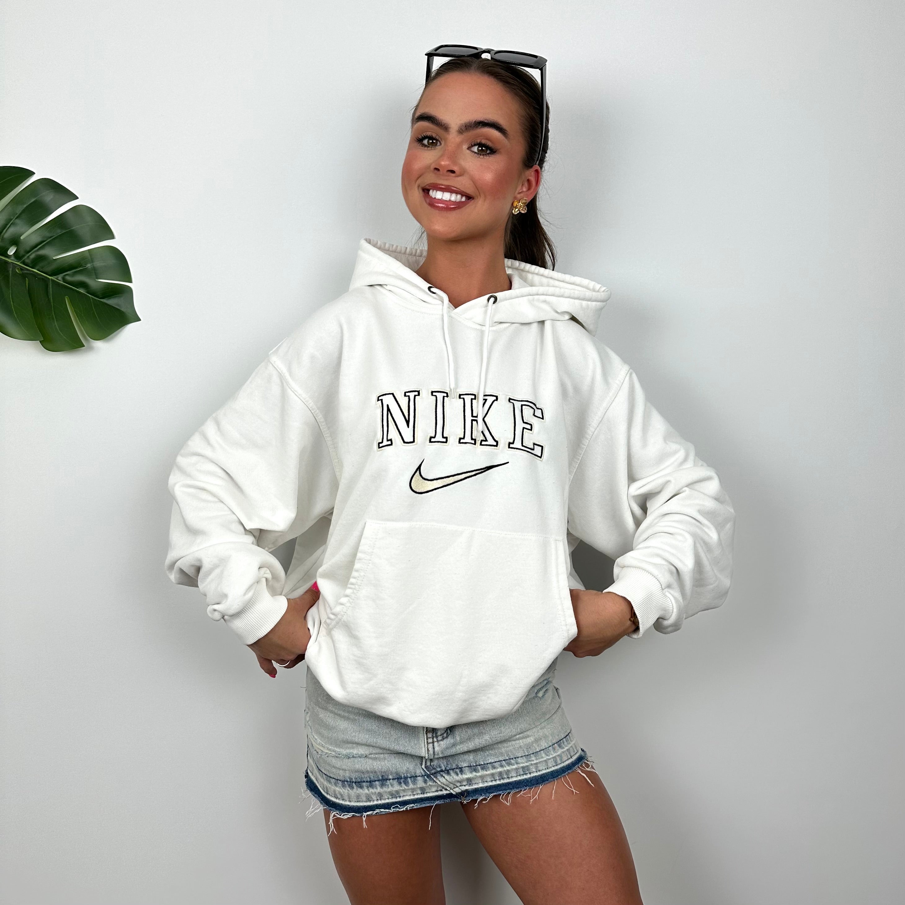 Nike White Embroidered Spell out Hoodie (M)