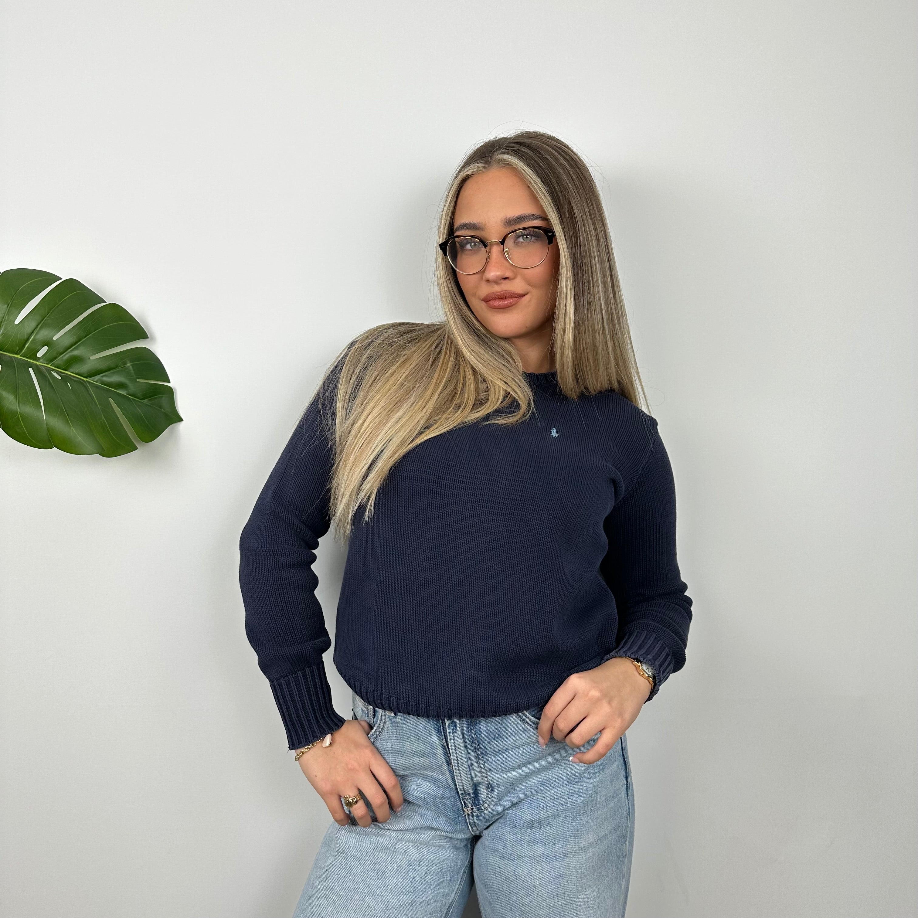 Polo Ralph Lauren Navy Embroidered Logo Knitted Sweater (S)