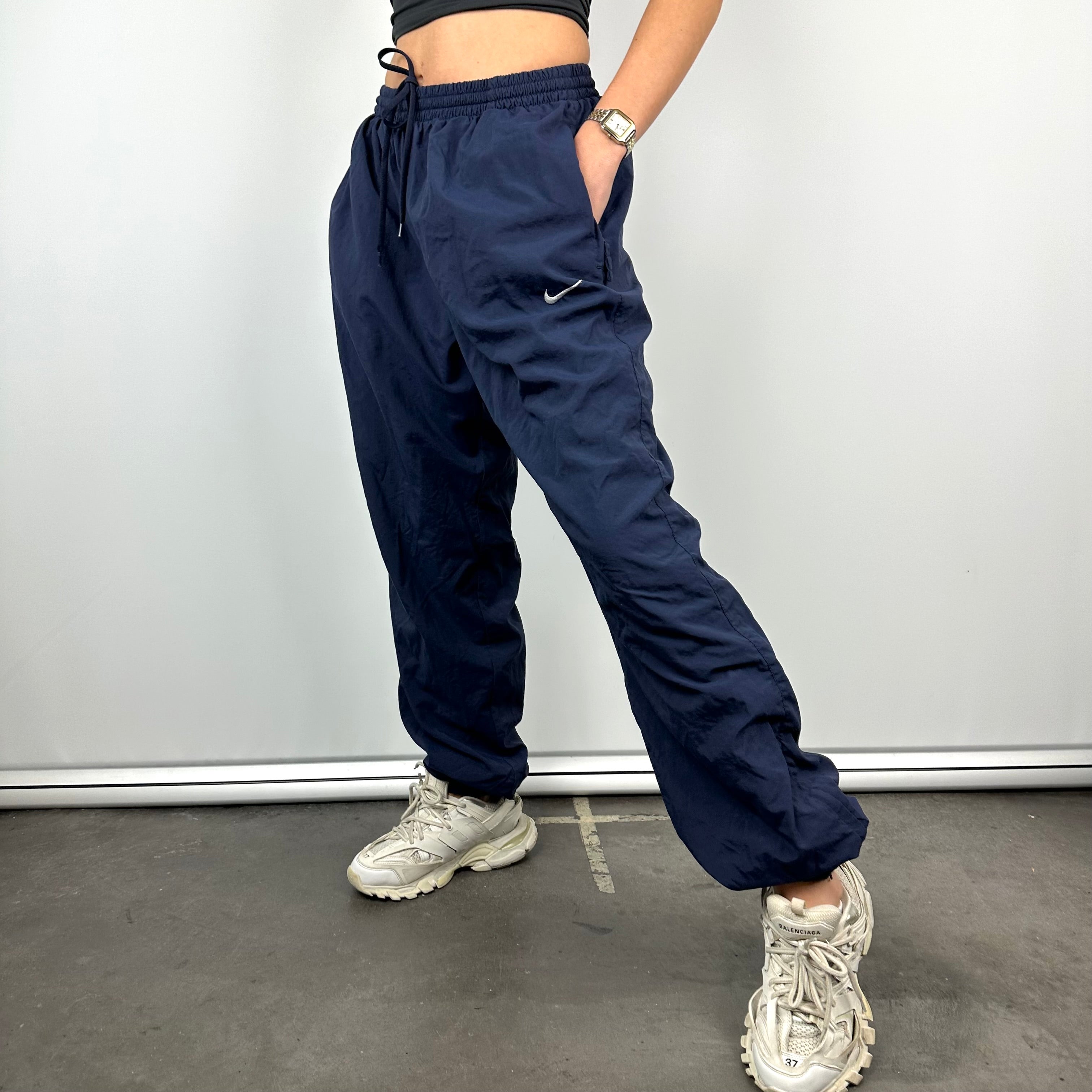 Nike Navy Embroidered Swoosh Track Pants (L)