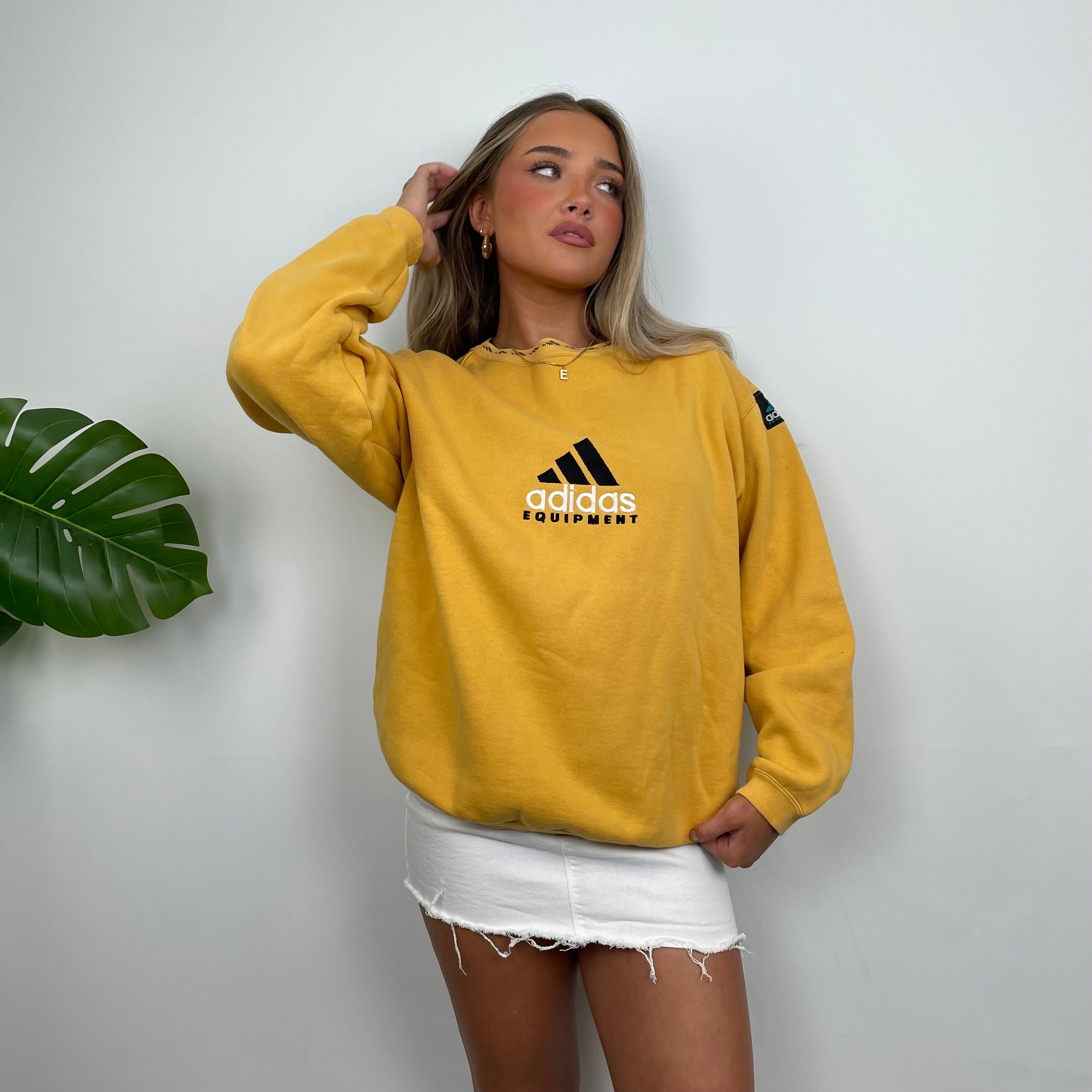 Adidas Equipment Yellow Embroidered Spell Out Sweatshirt (M)