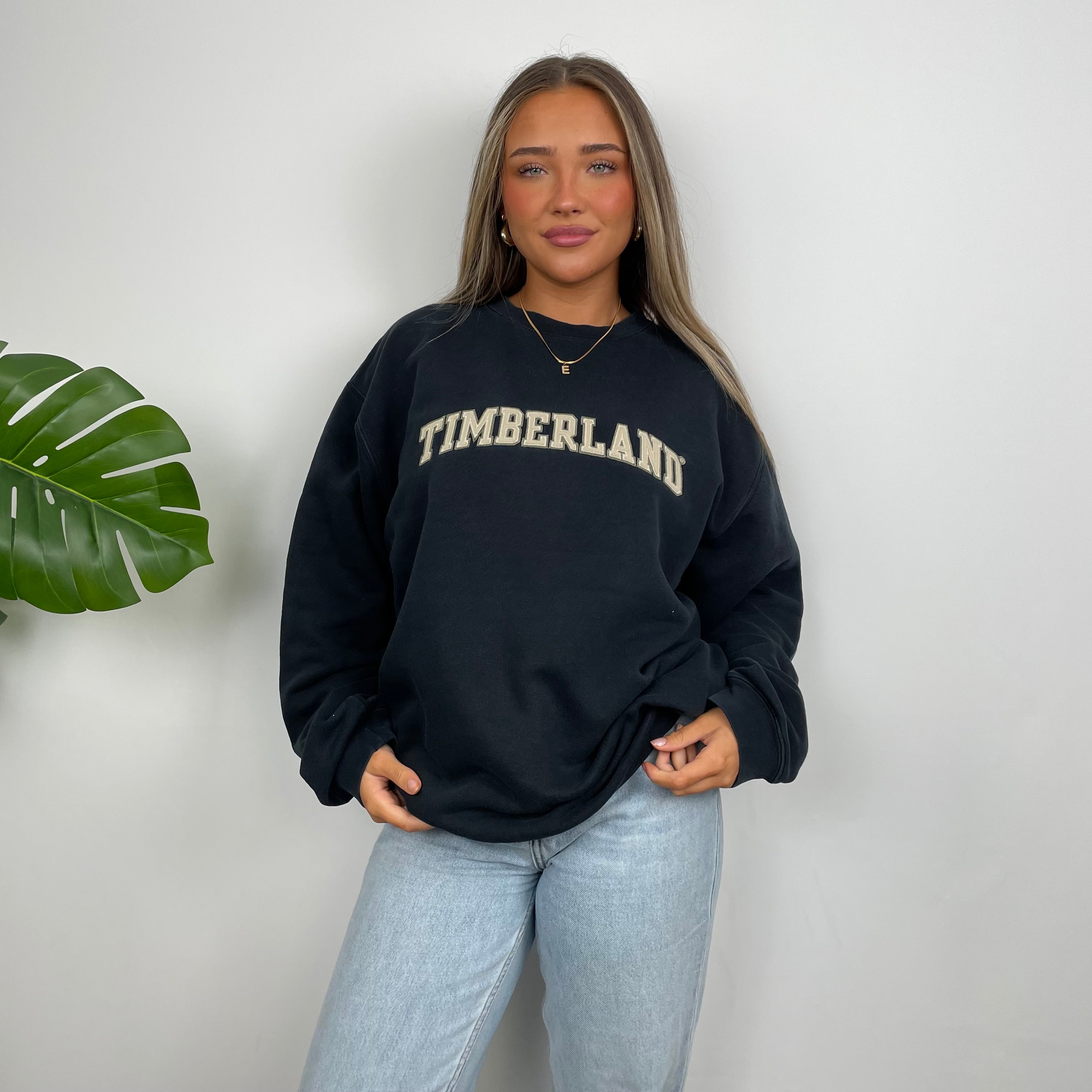 Timberland Black Embroidered Spell Out Sweatshirt (L)