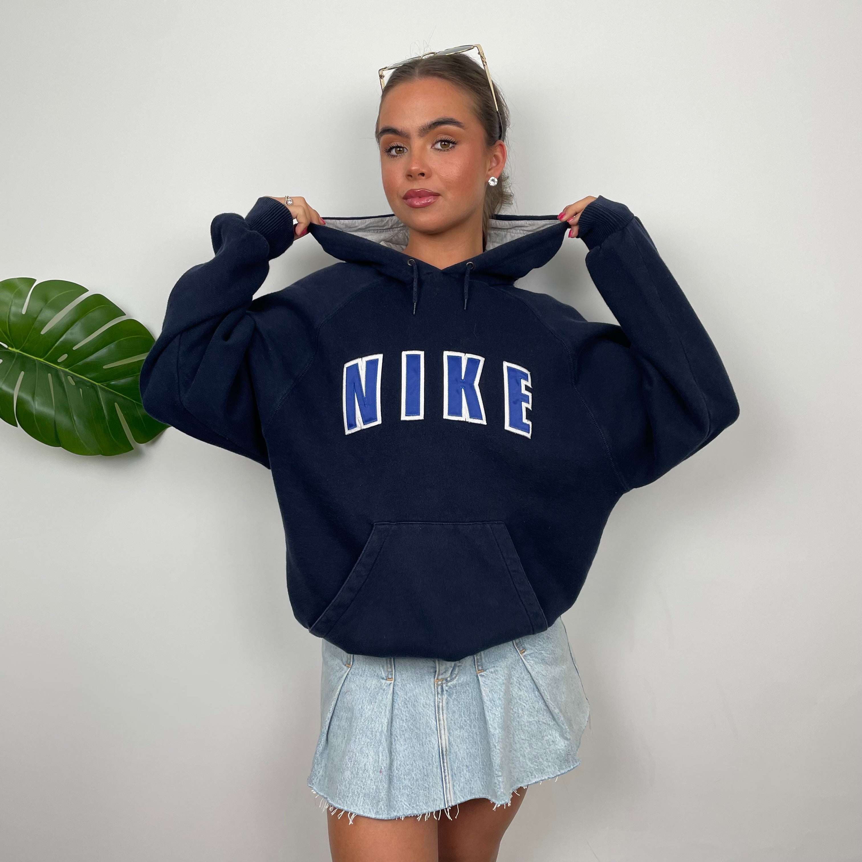 Nike Navy Embroidered Spell Out Hoodie (S)