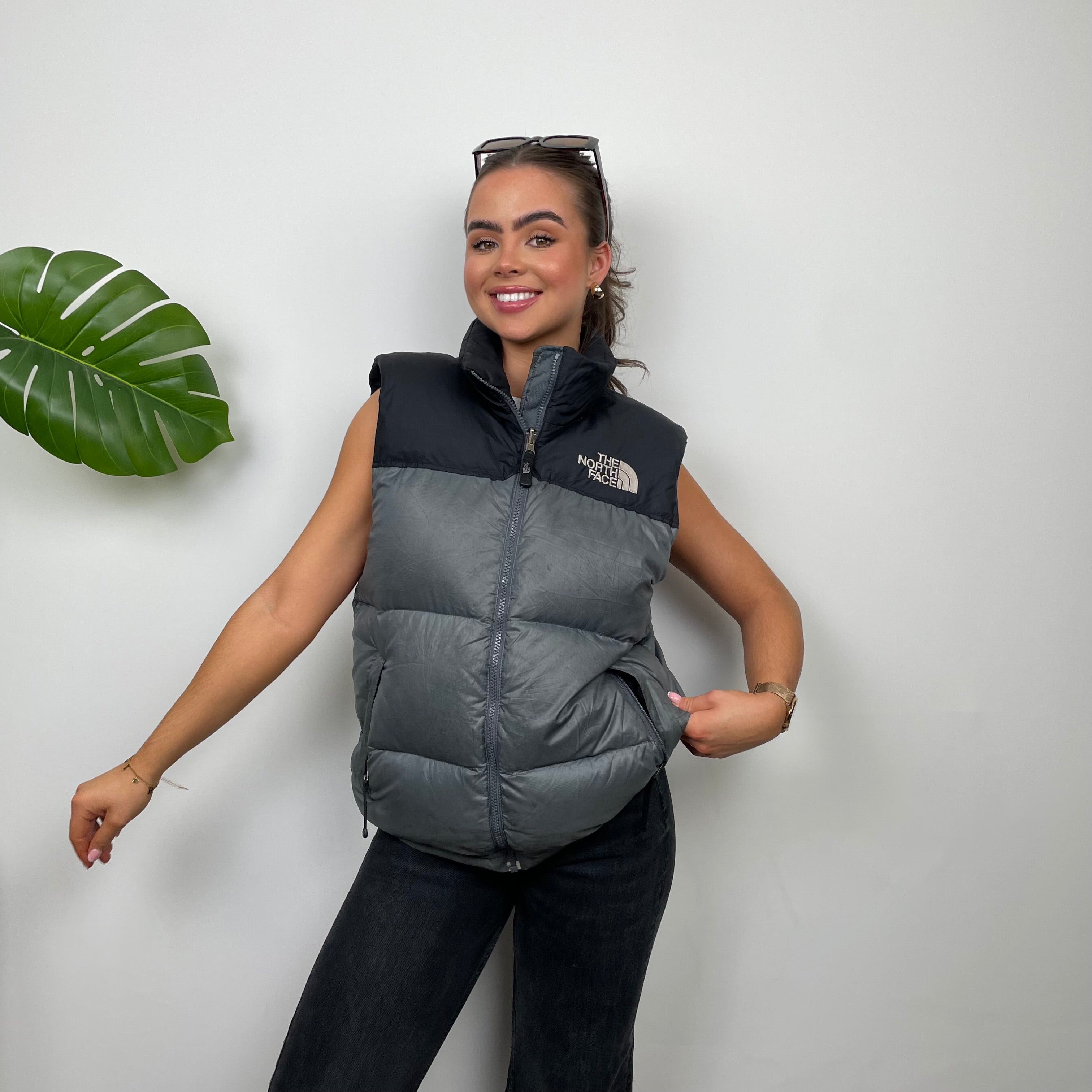 The North Face Grey Nuptse 700 Puffer Gilet (M)