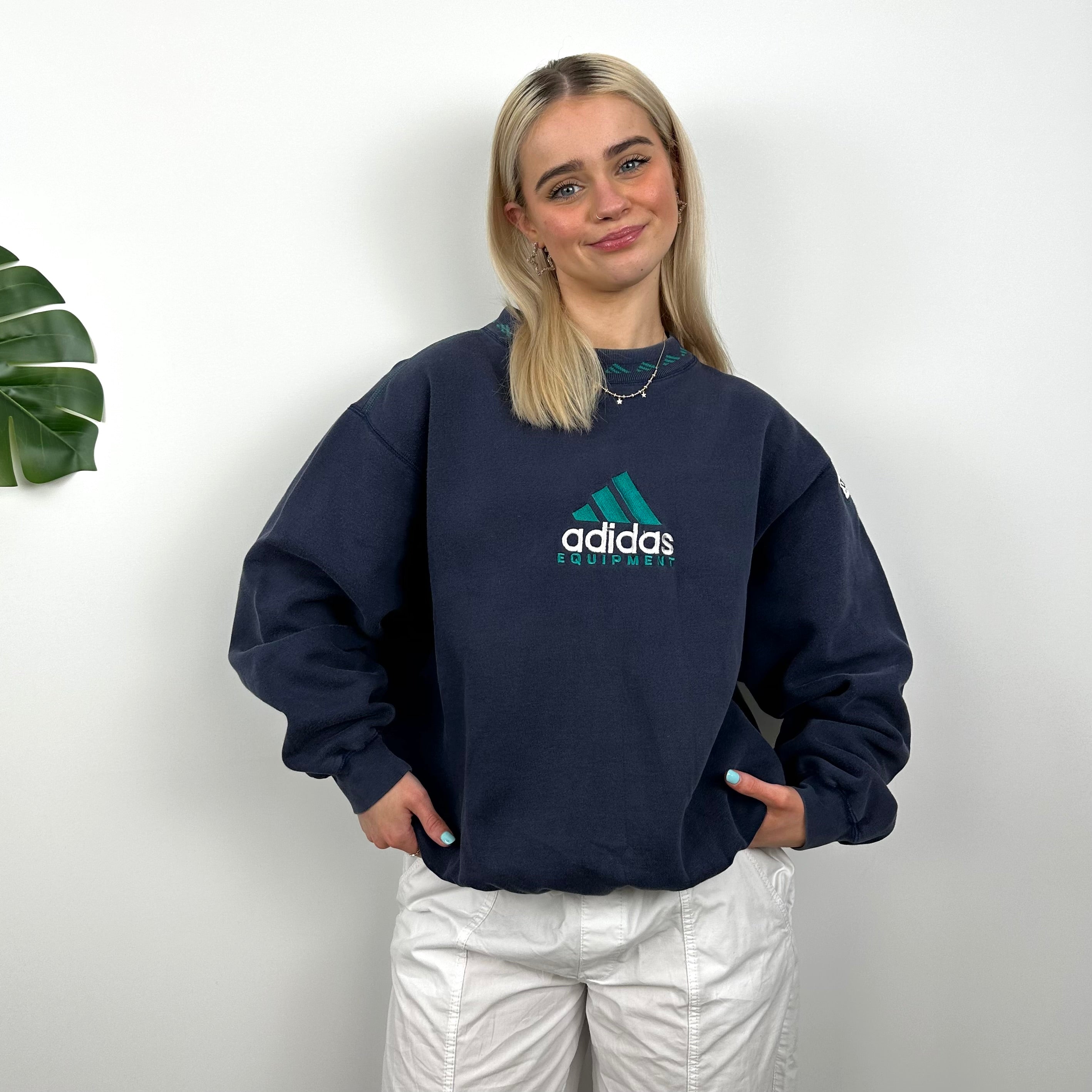 Adidas Equipment Navy Embroidered Spell Out Sweatshirt (M)