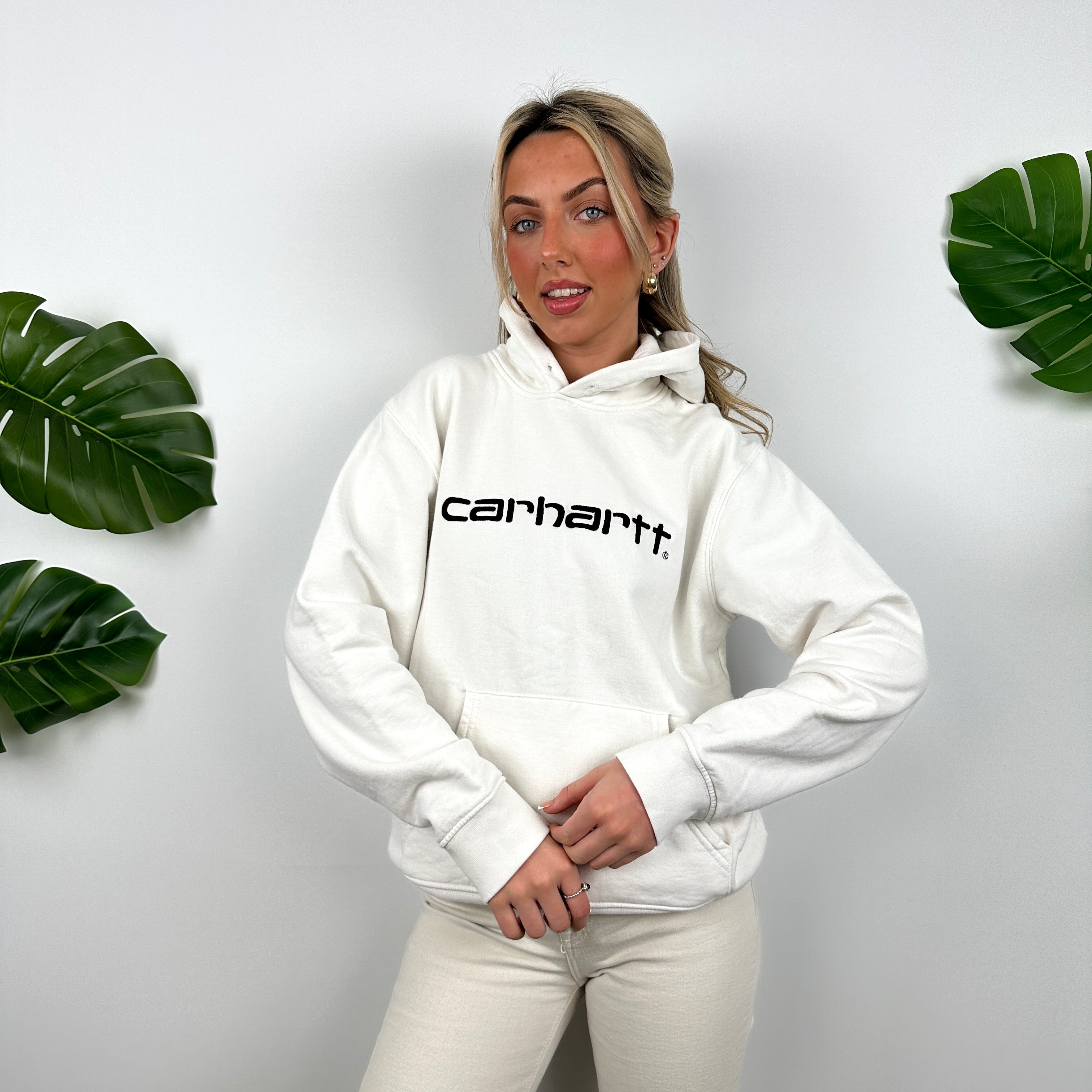 Carhartt White Embroidered Spell Out Hoodie (S)