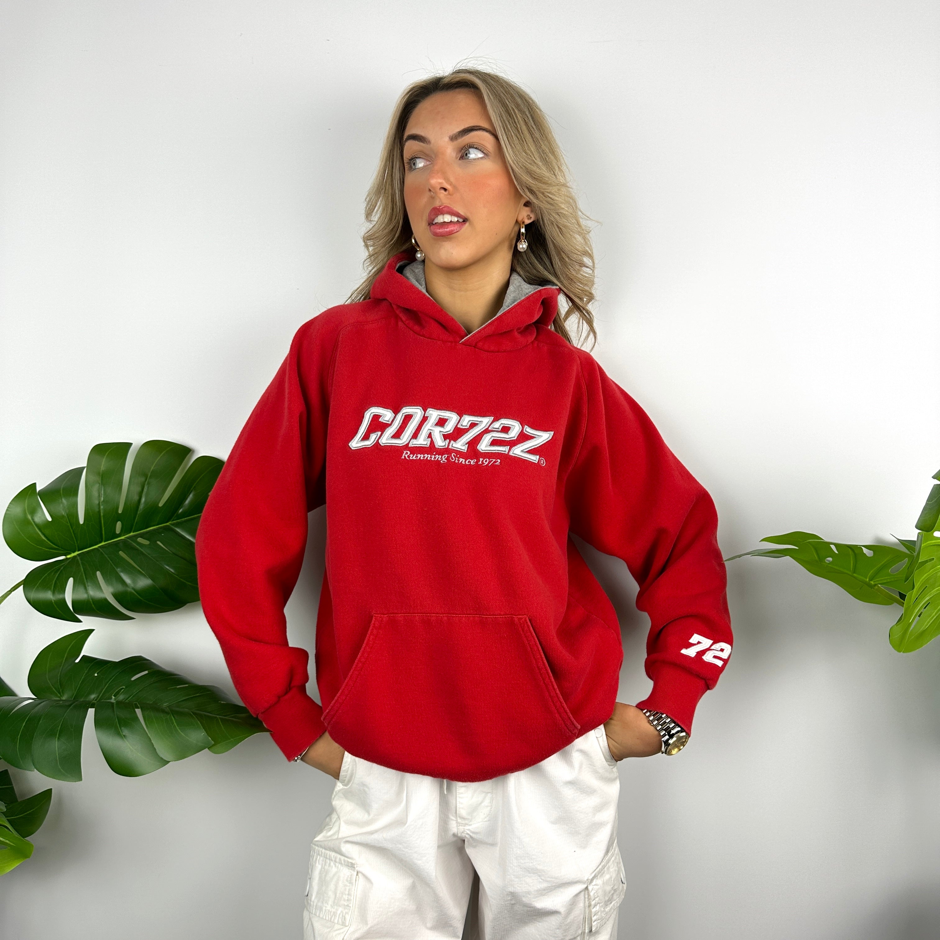 Nike Cortez Red Embroidered Spell Out Hoodie (M)