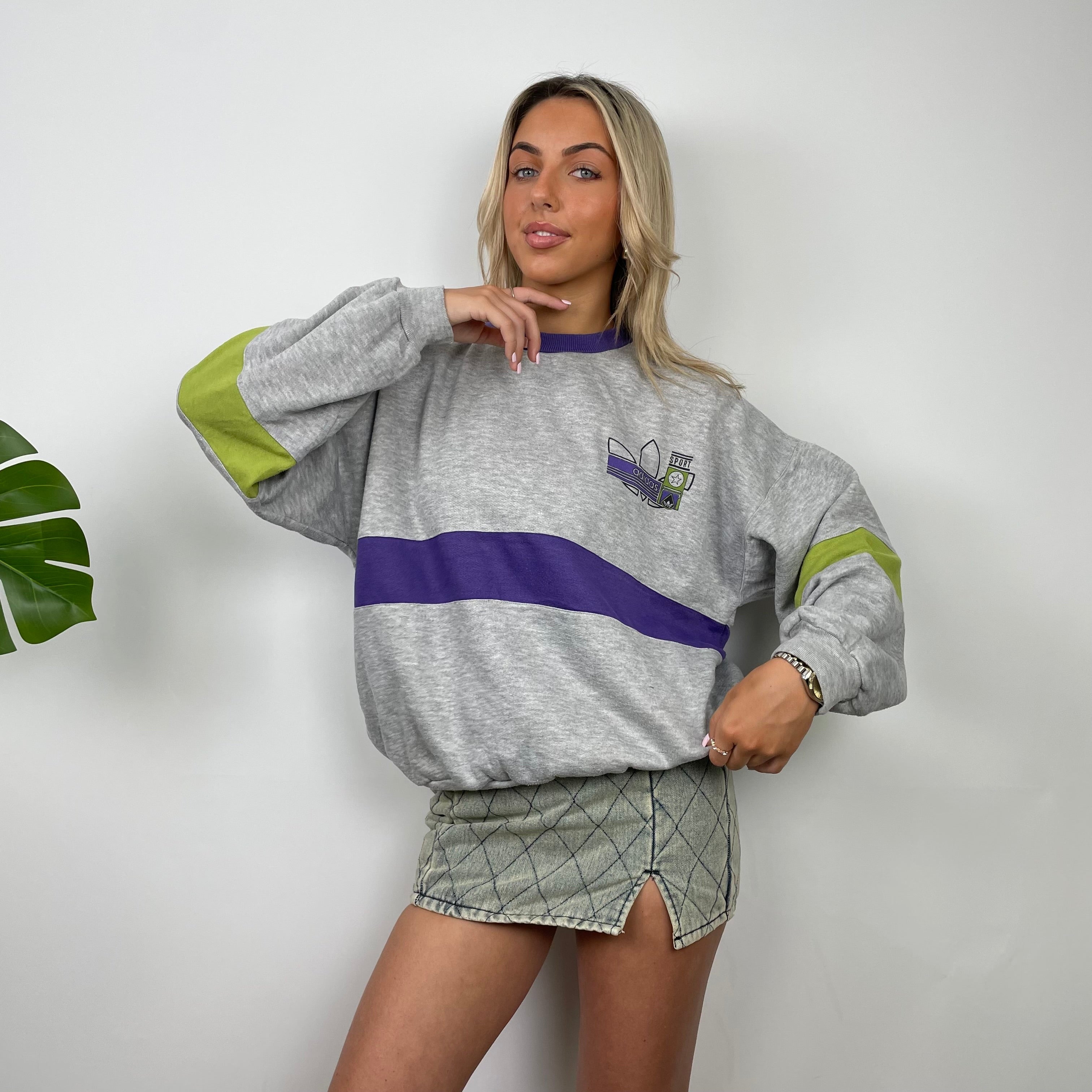 Adidas Grey Colour Block Sweatshirt (M)