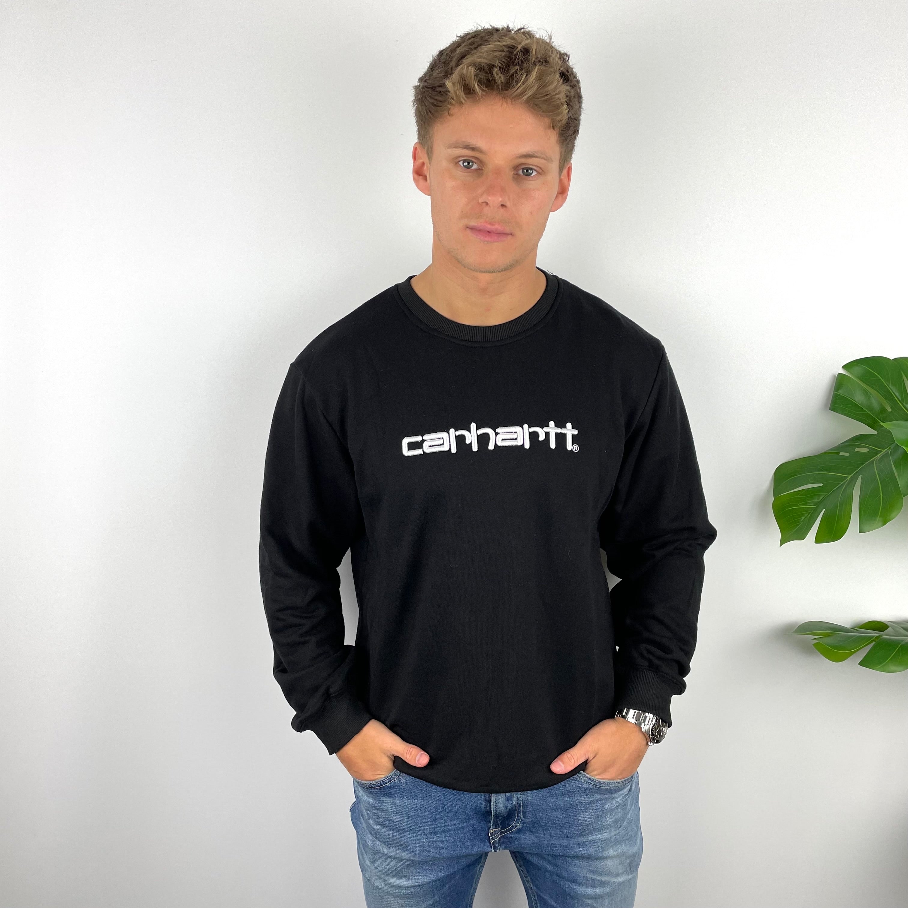 Carhartt RARE Black Embroidered Spell Out Sweatshirt (L)