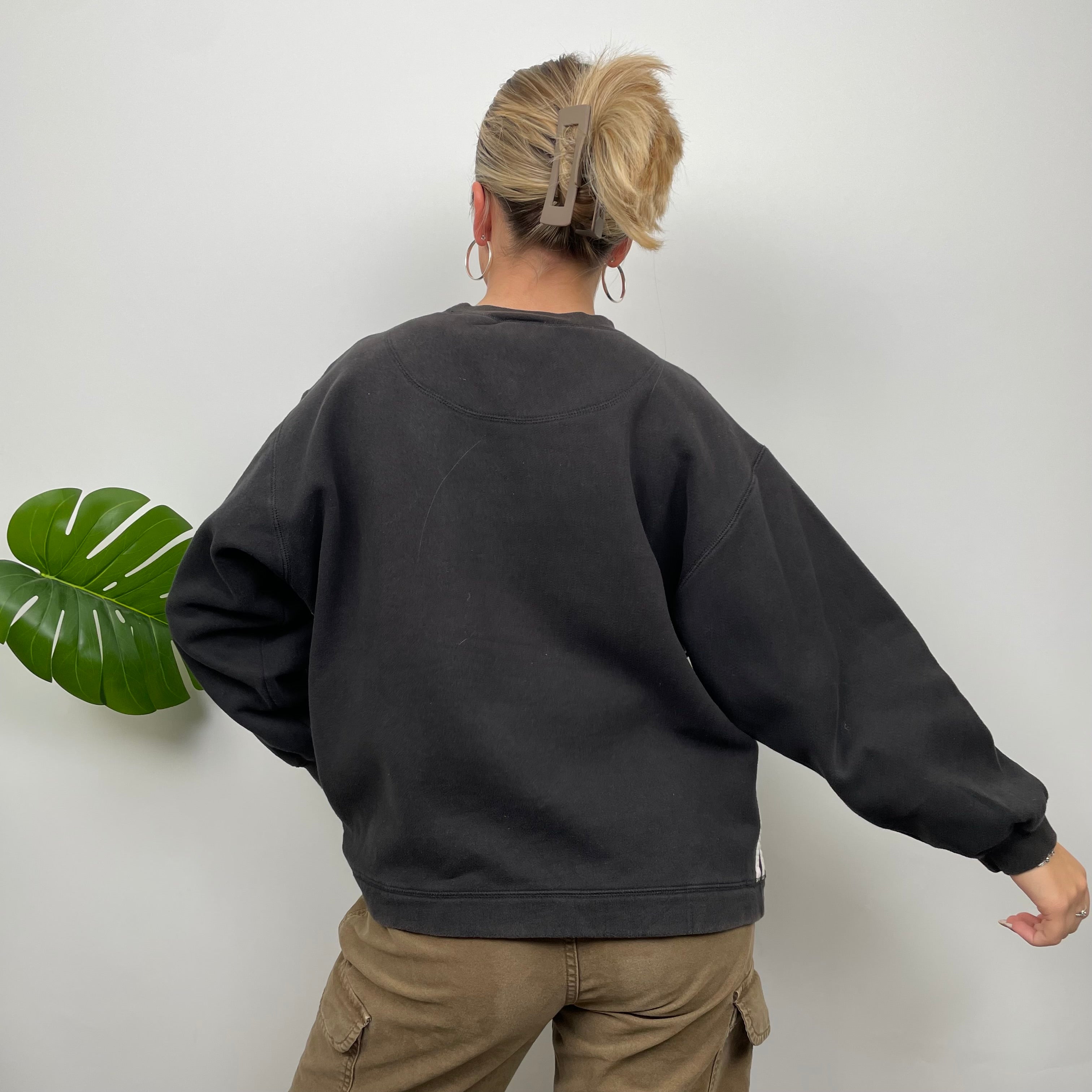 Adidas Black Embroidered Spell Out Sweatshirt (S)