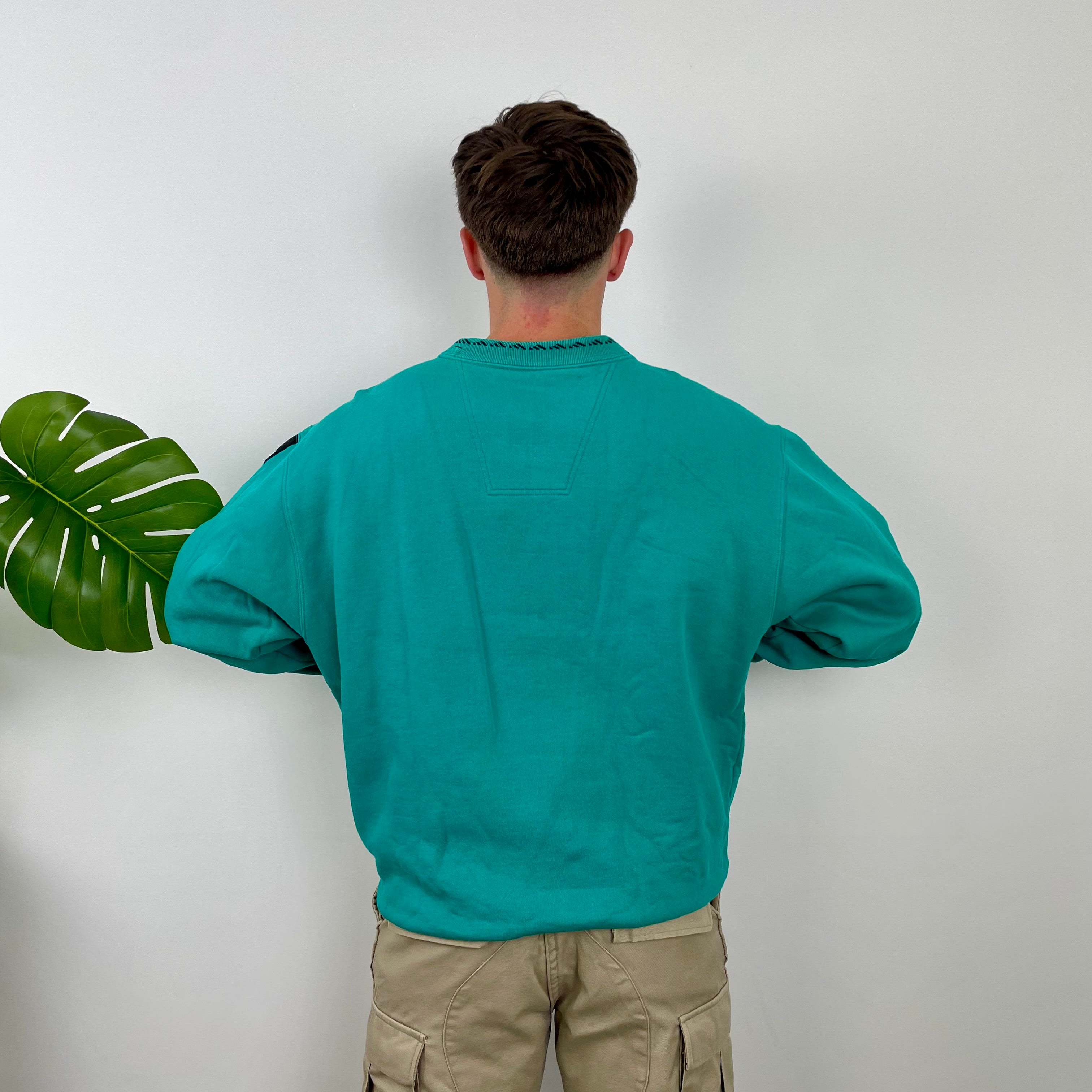 Adidas Equipment Turquoise Blue Embroidered Spell Out Sweatshirt (L)