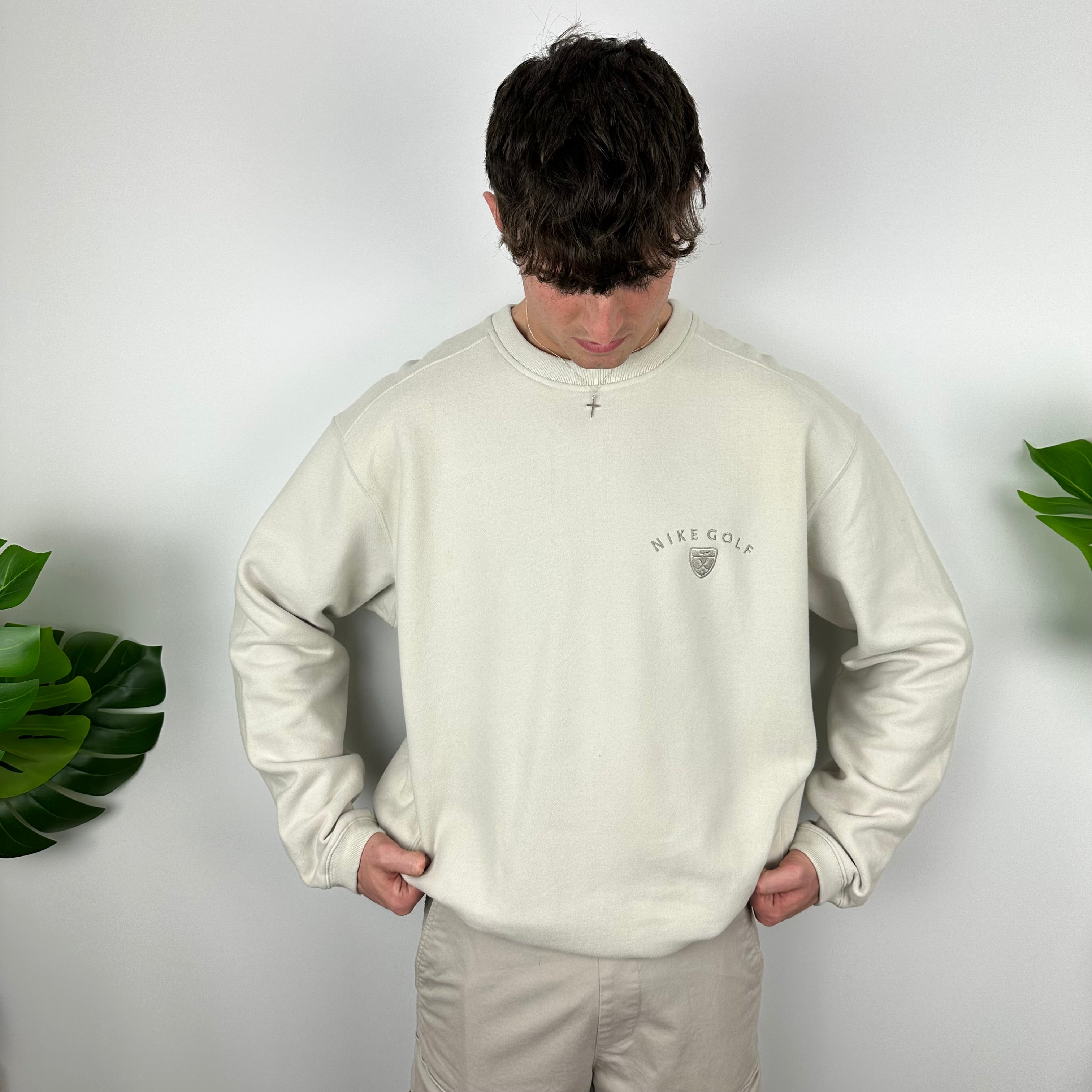 Nike Golf RARE Cream Embroidered Spell Out Sweatshirt (XXL)