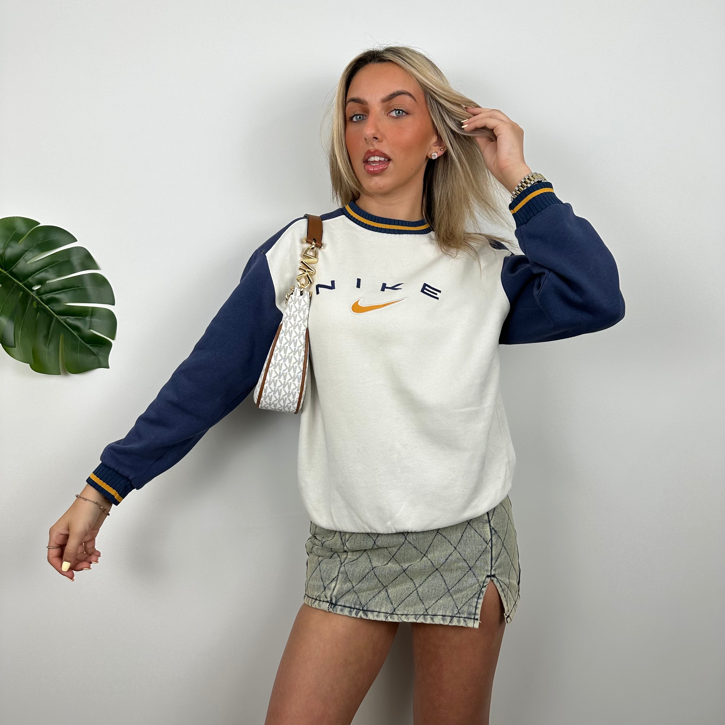 Nike White Embroidered Spell Out Sweatshirt (S)