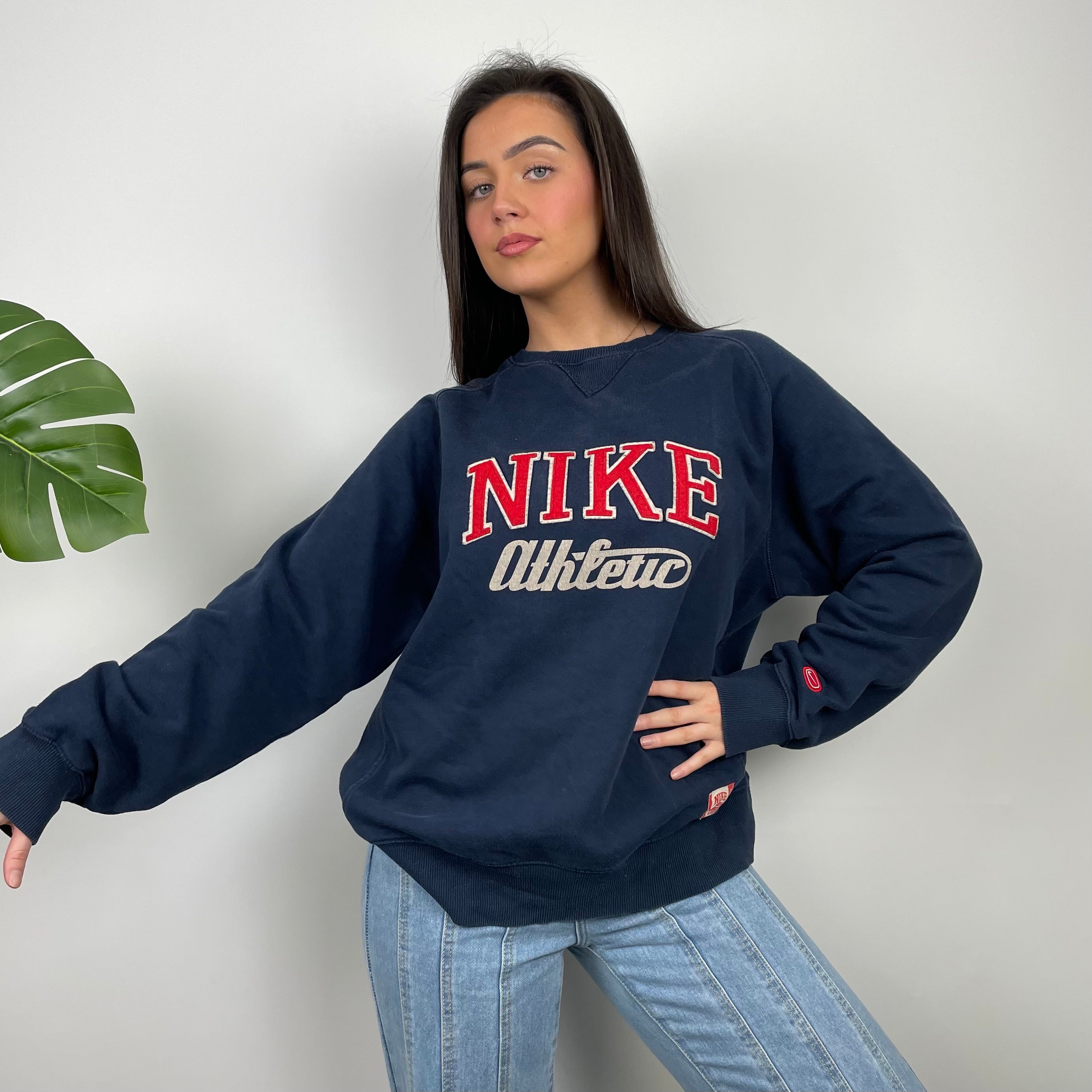 Nike Athletic Navy Embroidered Spell Out Sweatshirt (L)