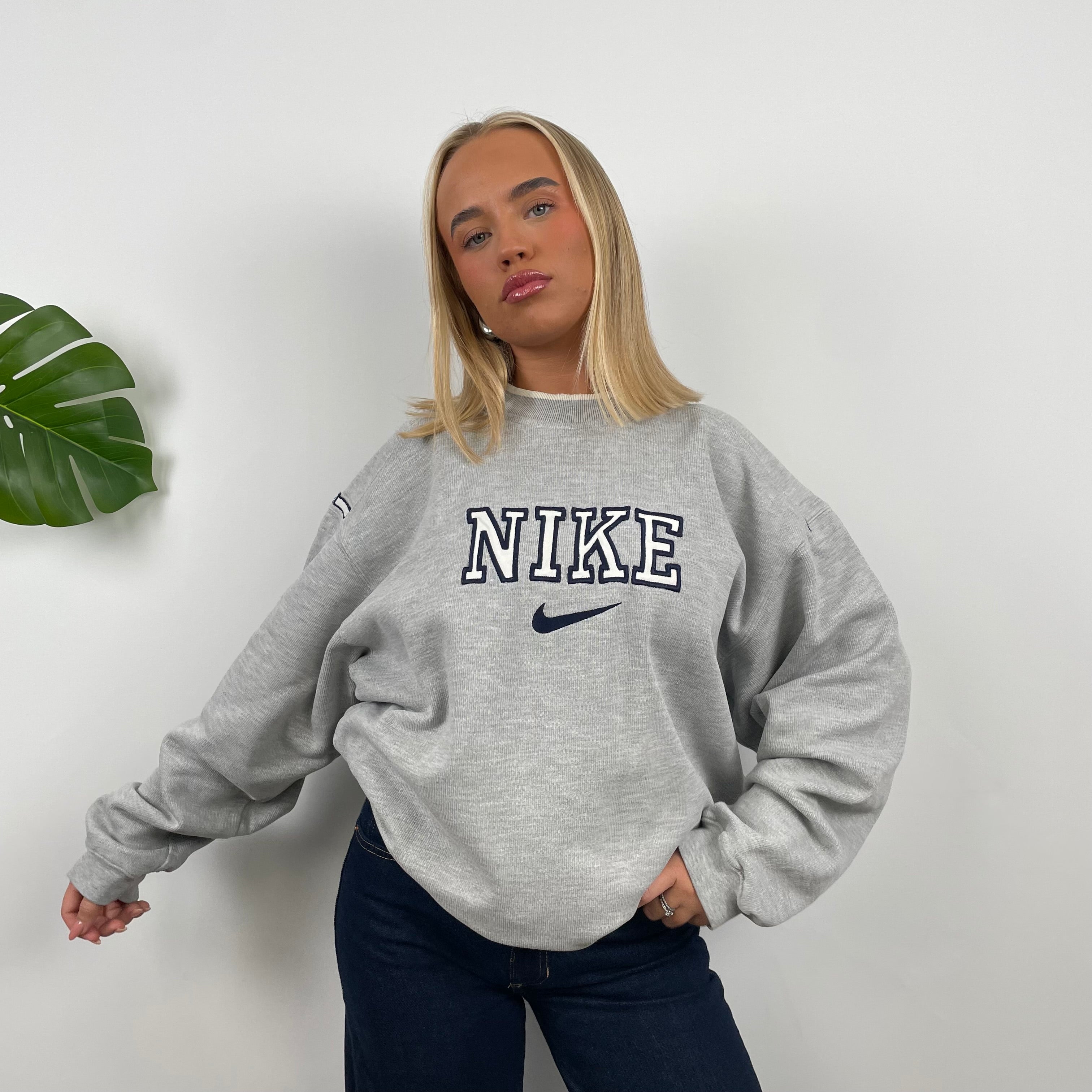 Nike Grey Embroidered Spell Out Sweatshirt (L)