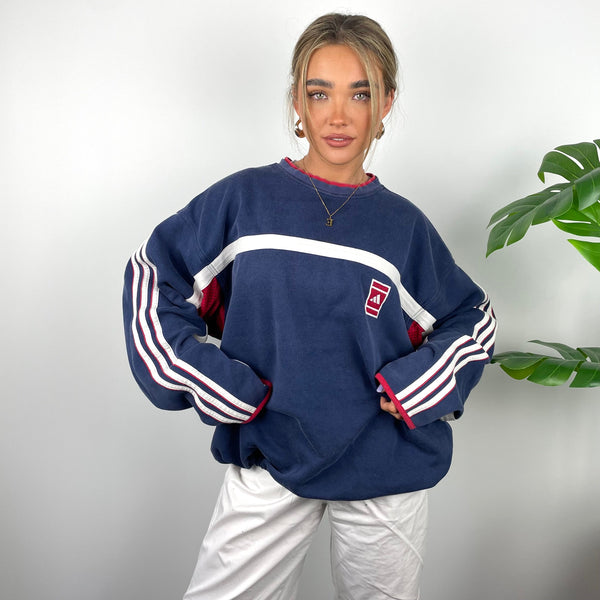 Adidas RARE Red and Navy Embroidered Spell Out Sweatshirt (L)