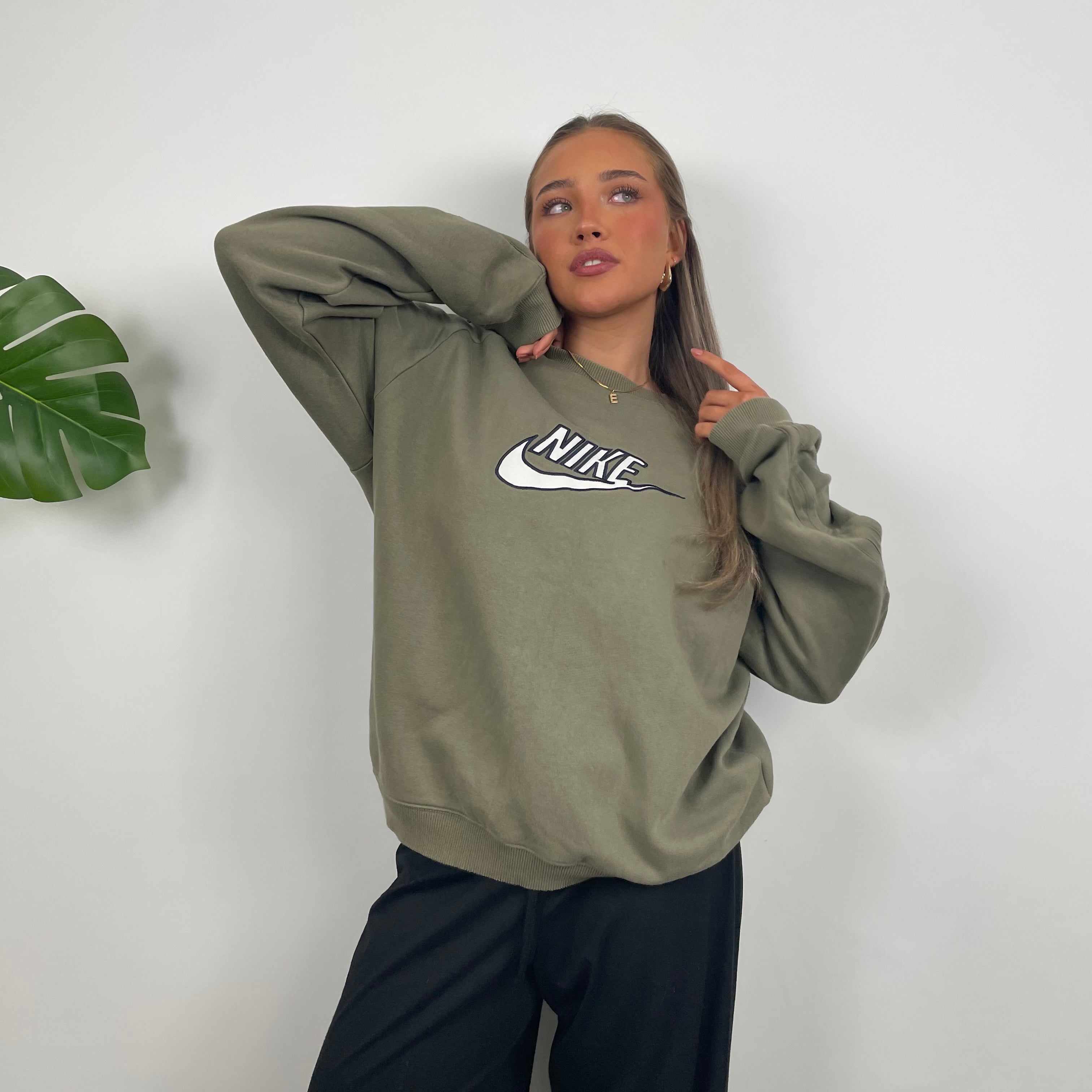 Nike Green Embroidered Spell Out Sweatshirt (M)