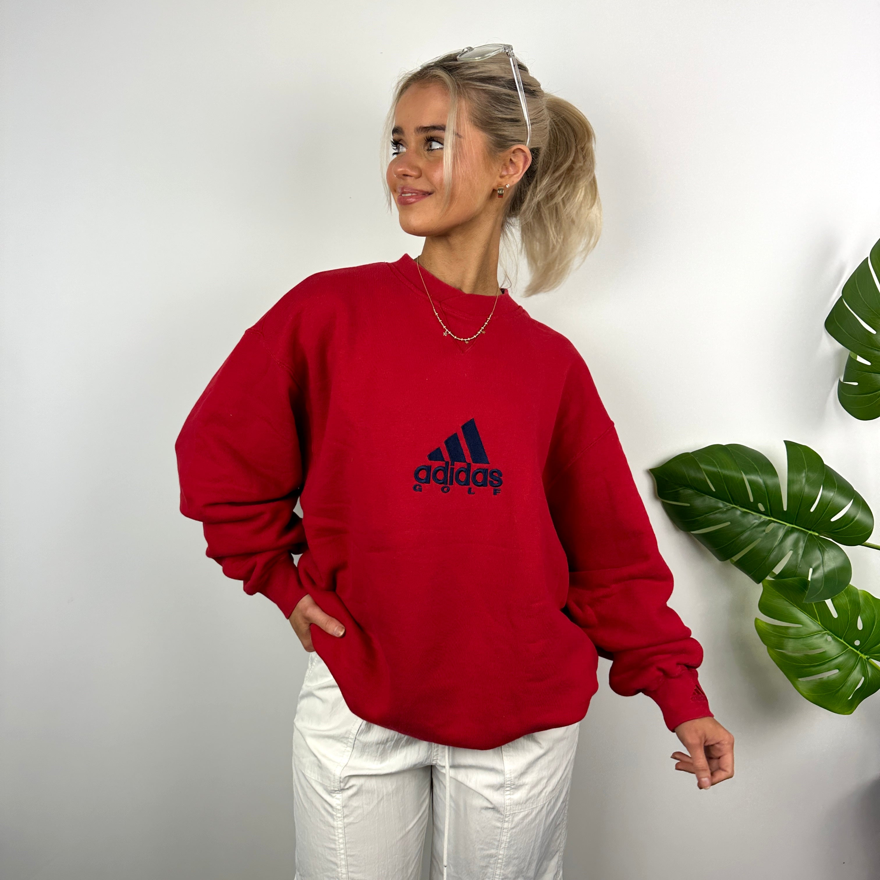 Adidas Golf RARE Red Embroidered Spell Out Sweatshirt (L)