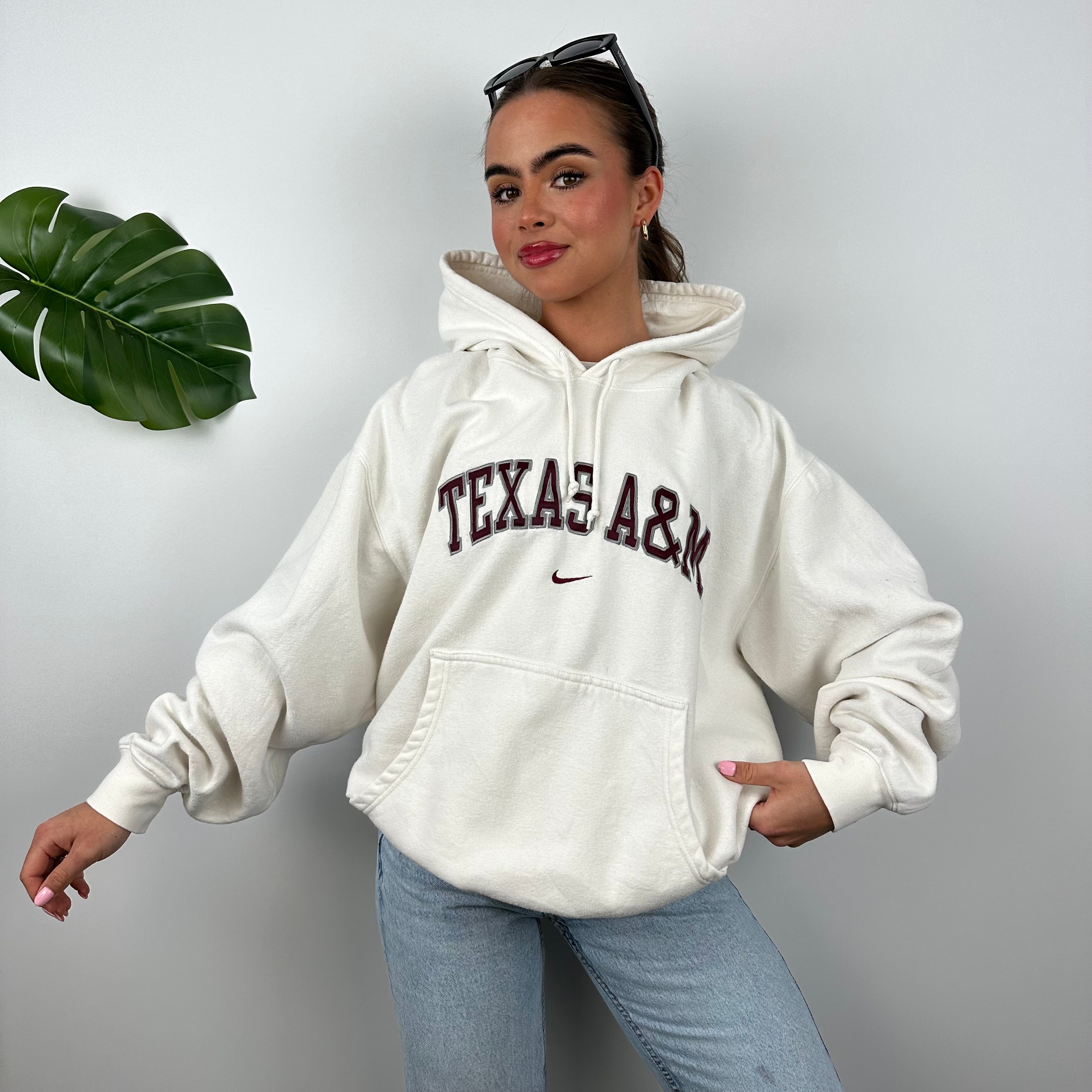 Nike x Texas A&M White Embroidered Spell Out Hoodie (L)