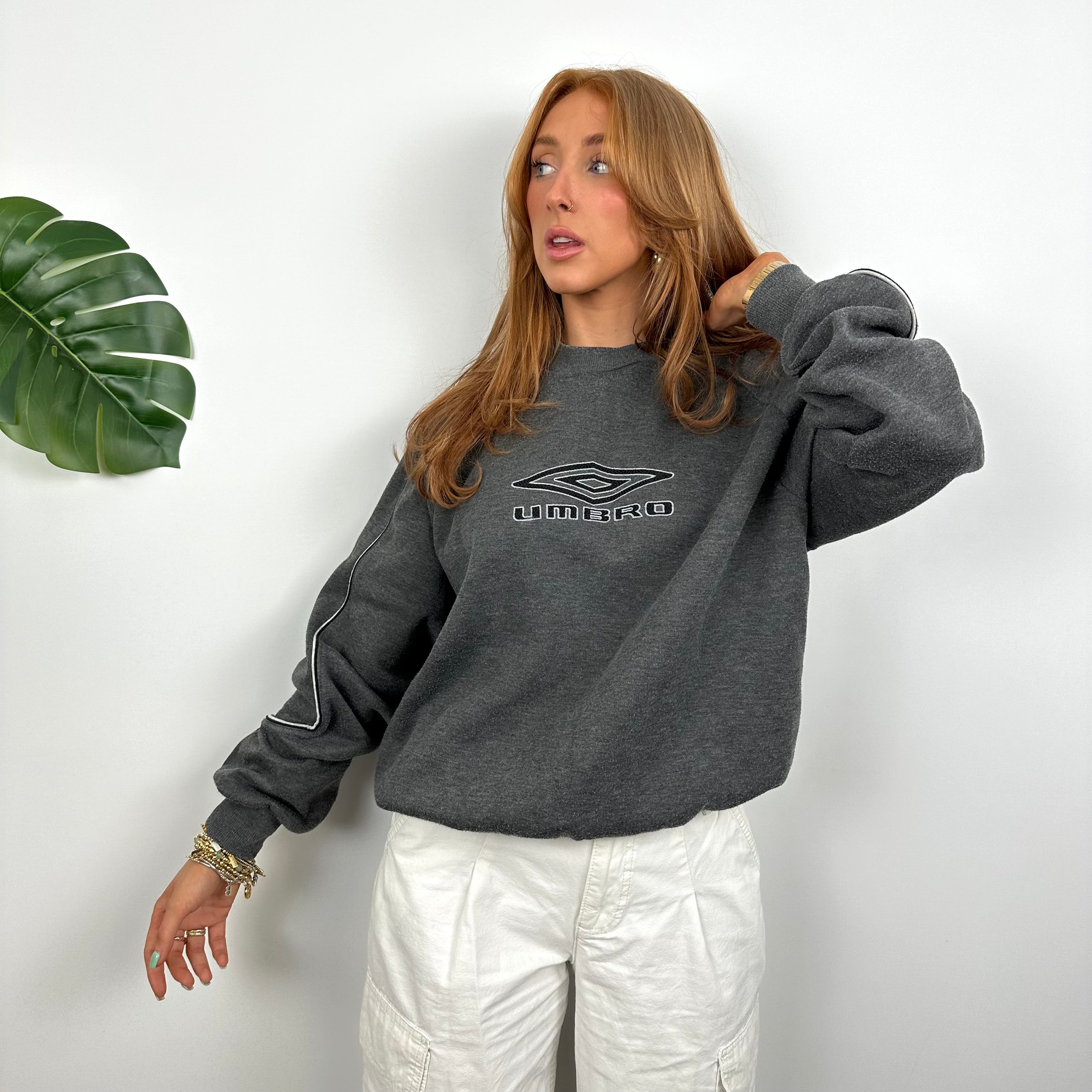 Umbro Grey Embroidered Spell Out Sweatshirt (M)