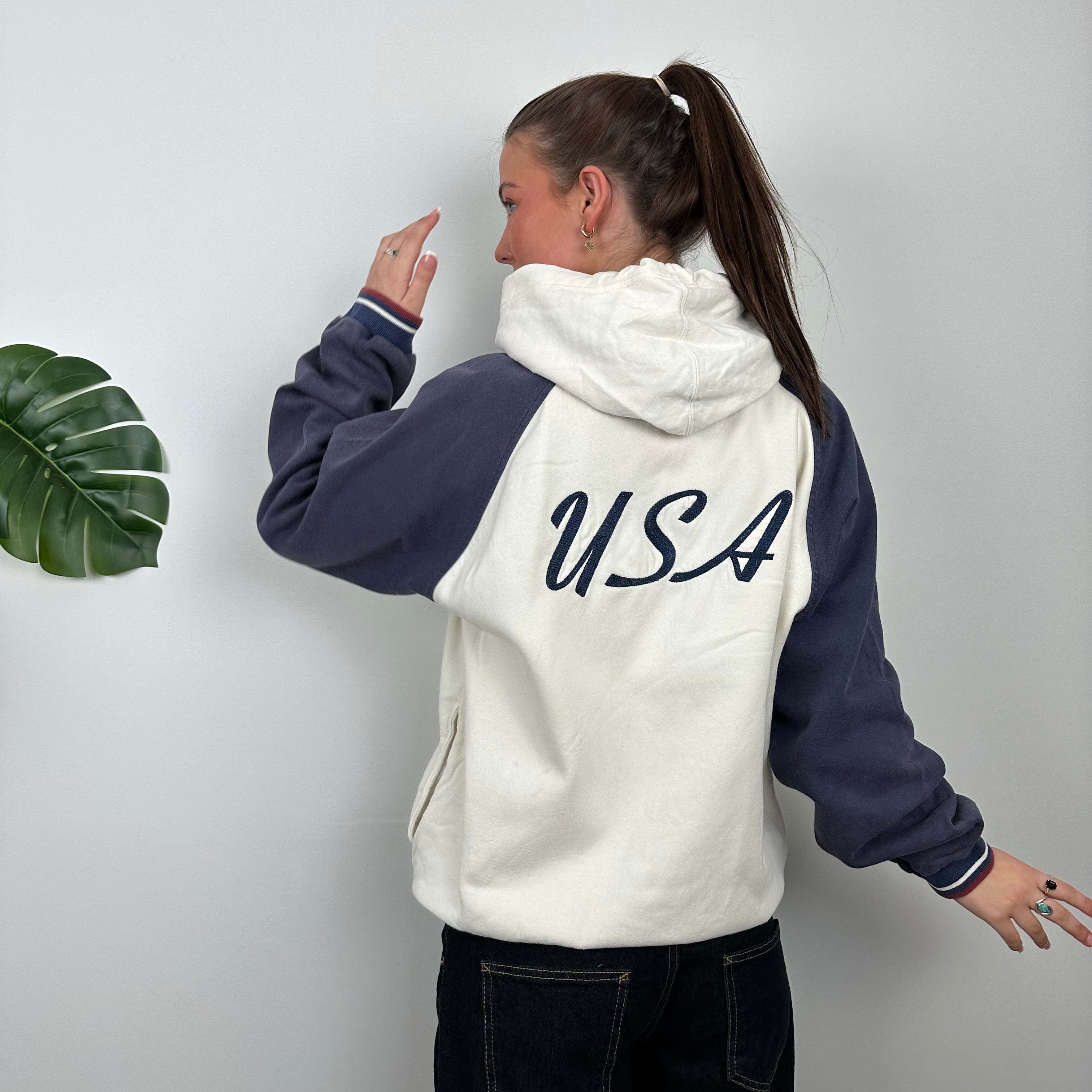 Nike x USA Track and Field RARE White Embroidered Spell Out Zip Up Hoodie Jacket (M)